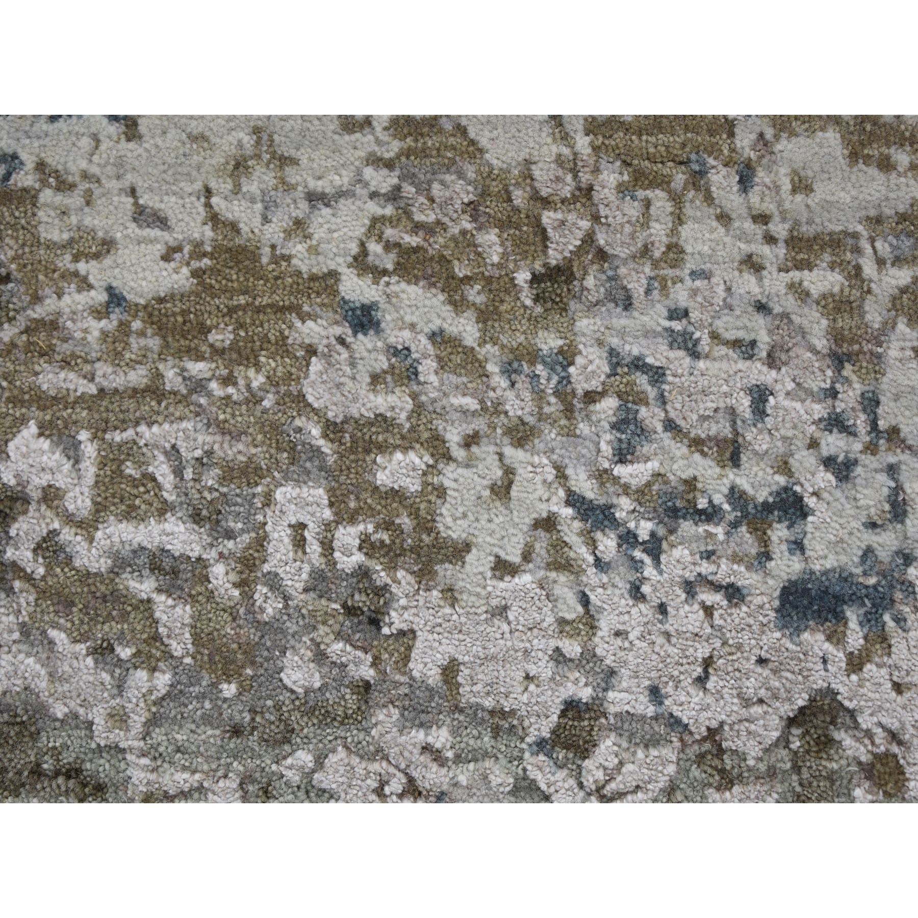 8'x9'10" Gray Abstract Design Wool And Silk Denser Weave Hand Knotted Oriental Rug Sh59042