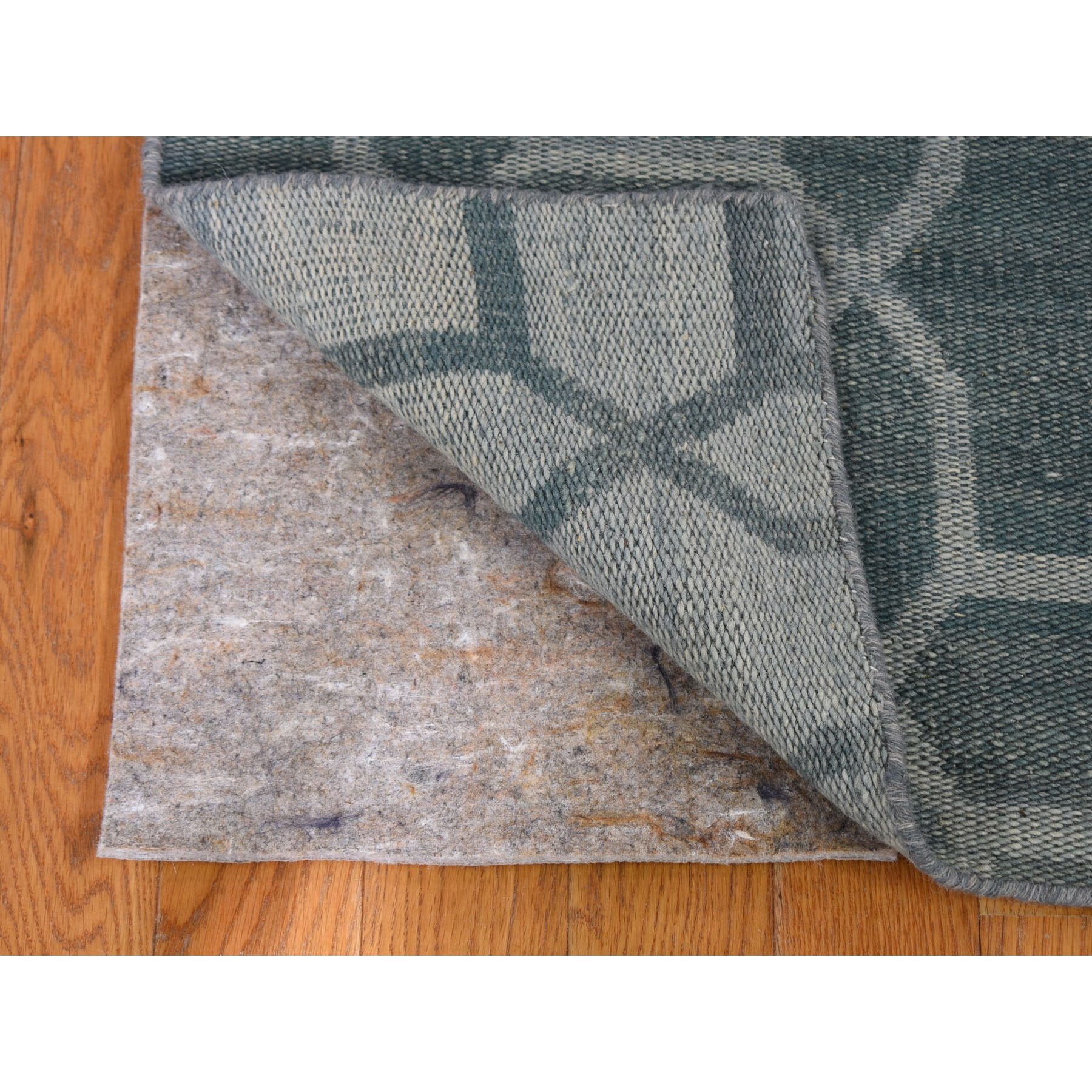 2'7"x9'8" Aegean Blue Hand Woven Flat Weave Pure Wool Reversible Kilim Runner Oriental Rug Sh59118