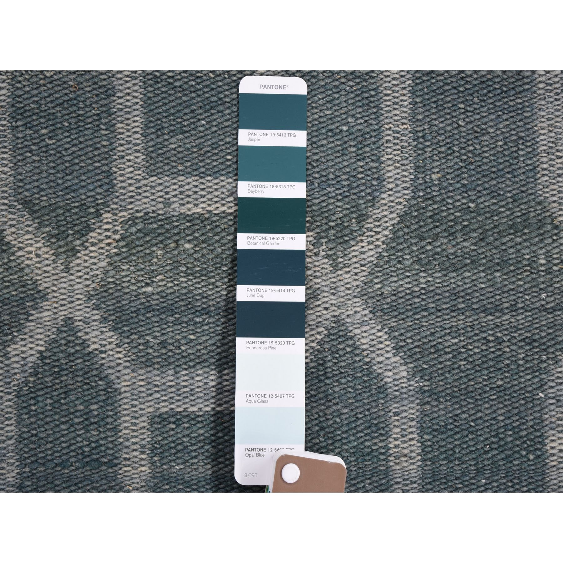 2'7"x9'8" Aegean Blue Hand Woven Flat Weave Pure Wool Reversible Kilim Runner Oriental Rug Sh59118