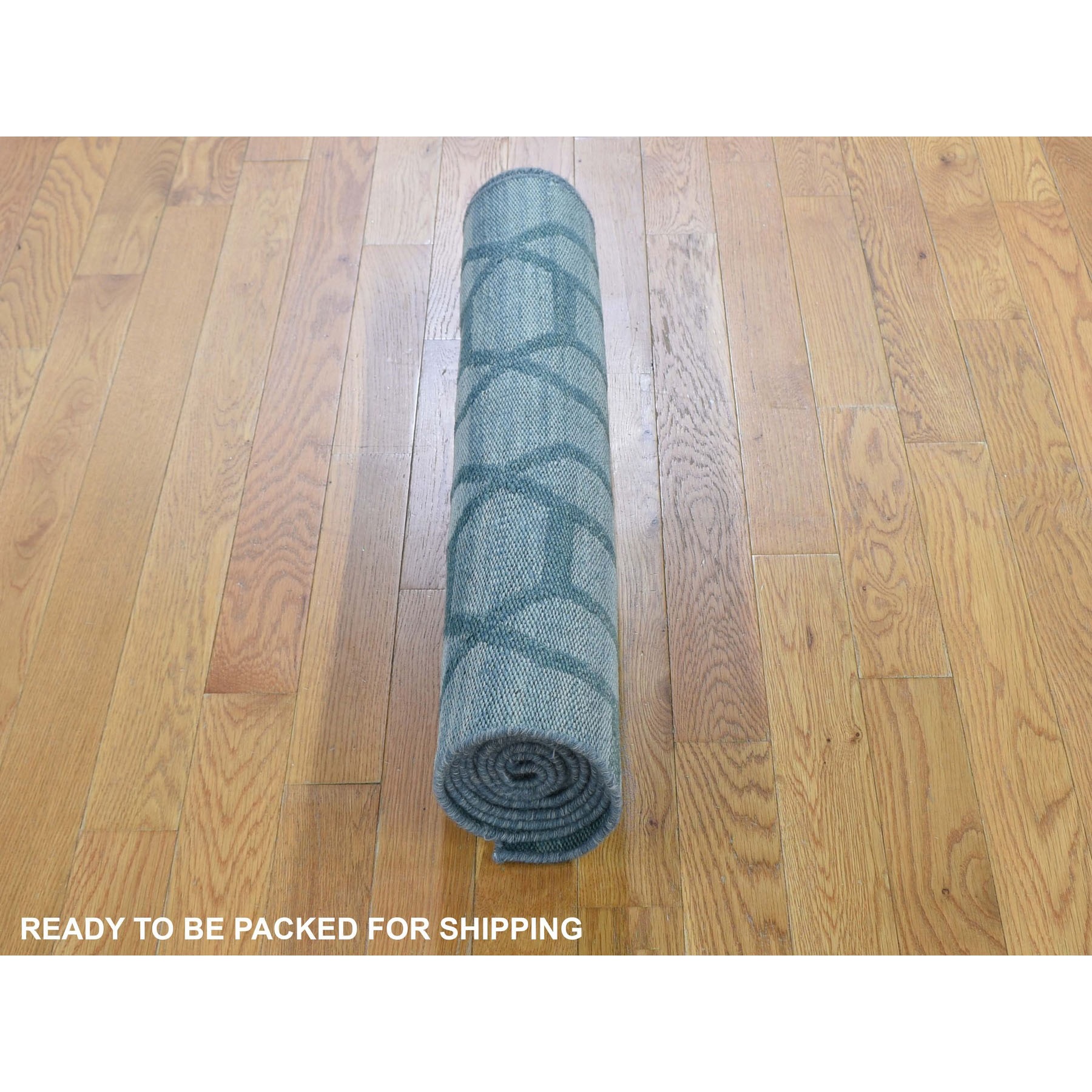 2'7"x9'8" Aegean Blue Hand Woven Flat Weave Pure Wool Reversible Kilim Runner Oriental Rug Sh59118