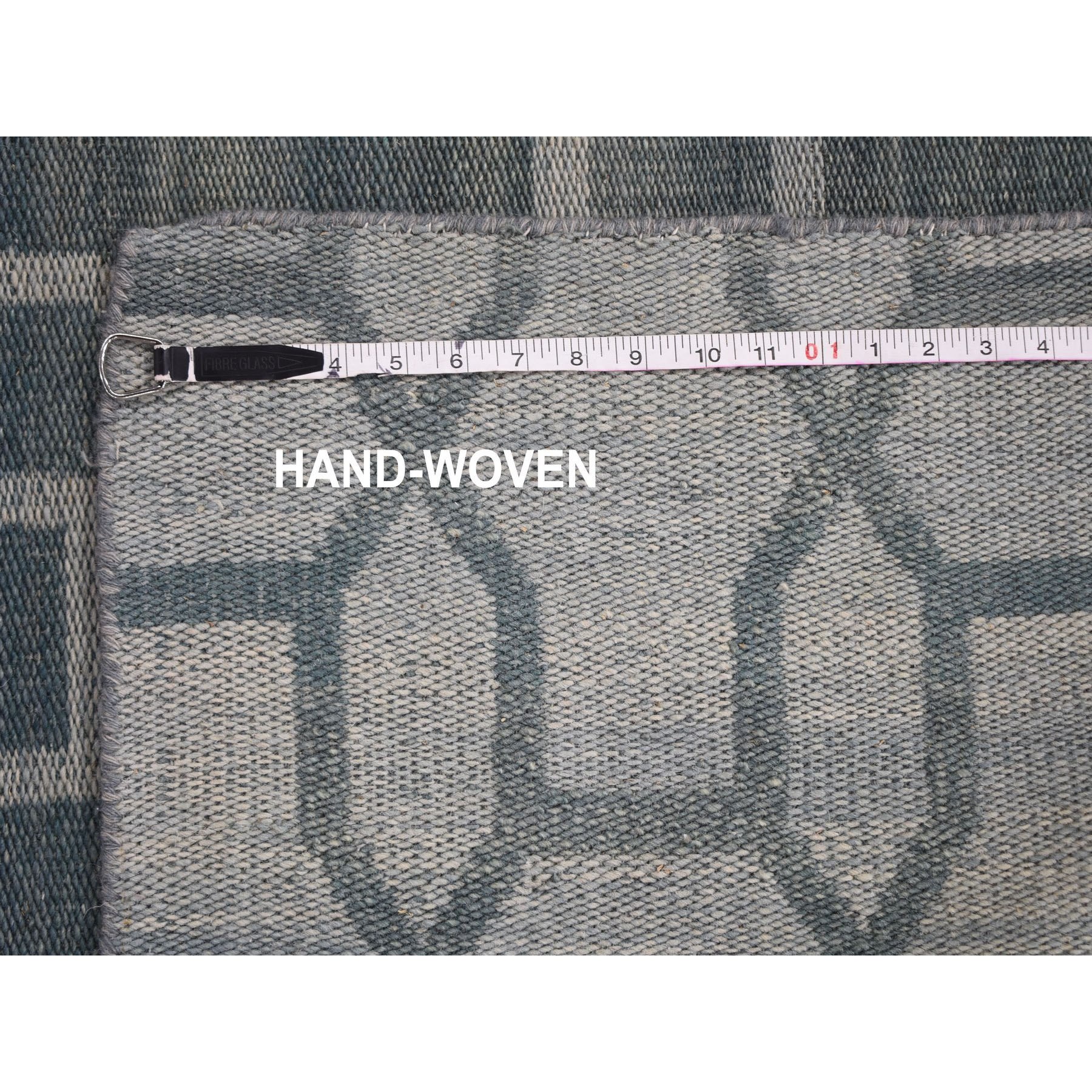 2'7"x9'8" Aegean Blue Hand Woven Flat Weave Pure Wool Reversible Kilim Runner Oriental Rug Sh59118
