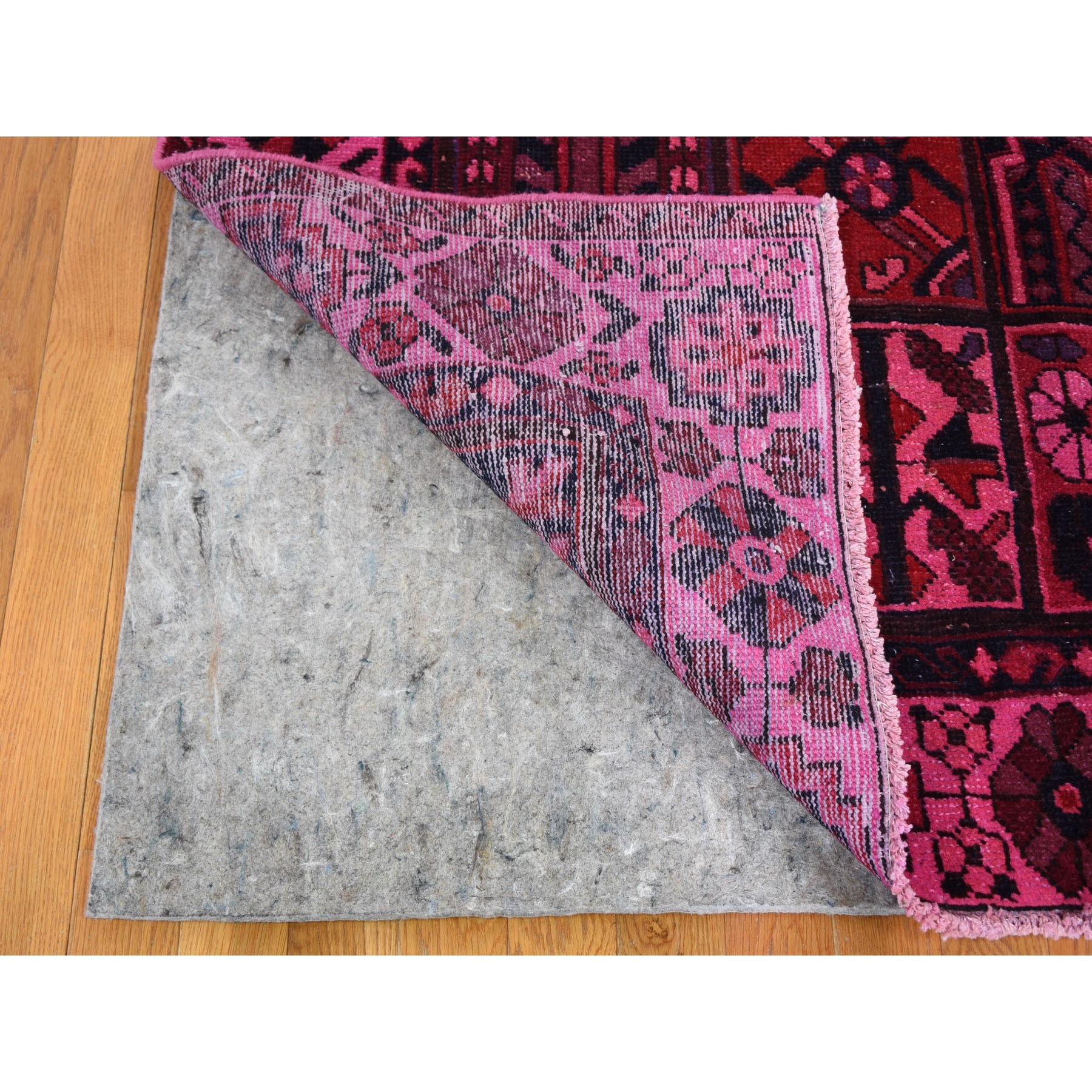 5'2"x9'9" Pink Gallery Size Vintage Overdyed Persian Bakhtiari Hand Knotted Oriental Rug Sh59186