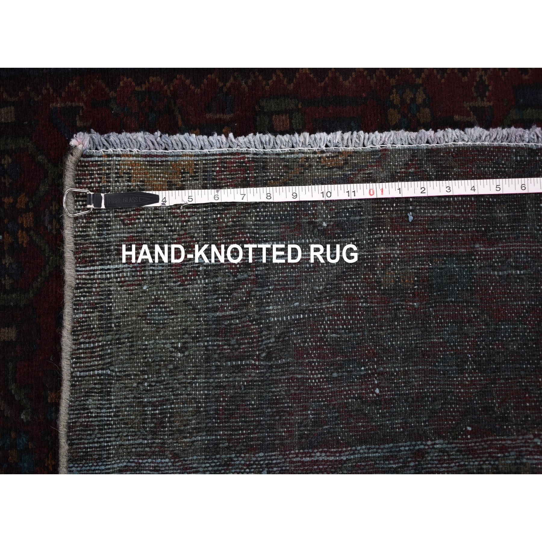 3'6"x9'1" Overdyed Persian Malayer Wide Runner Worn Wool Hand Knotted Oriental Rug Sh59210