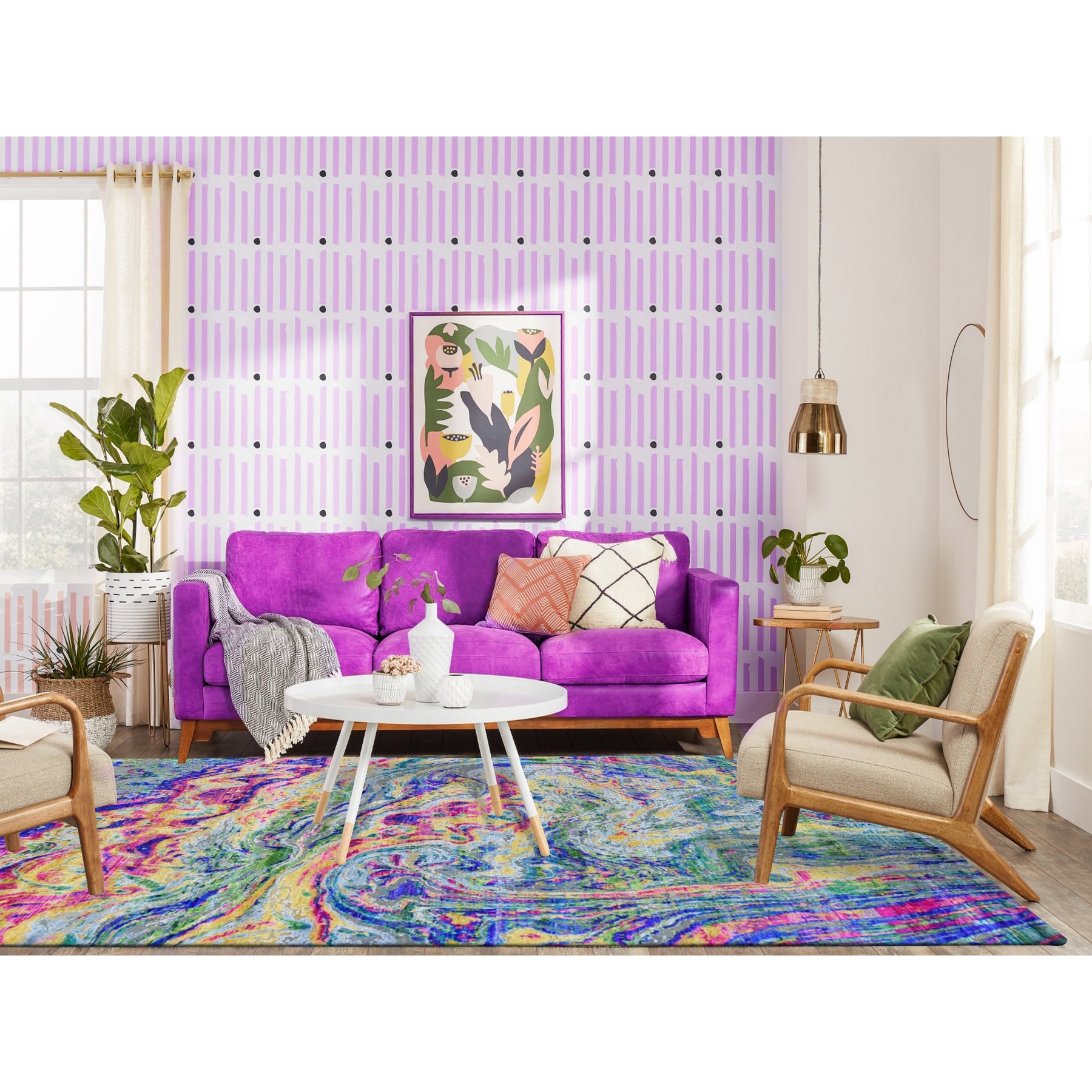 5'10"x8'8" THE LAVA, Colorful Sari Silk With Textured Wool Hand Knotted Oriental Rug Sh59232