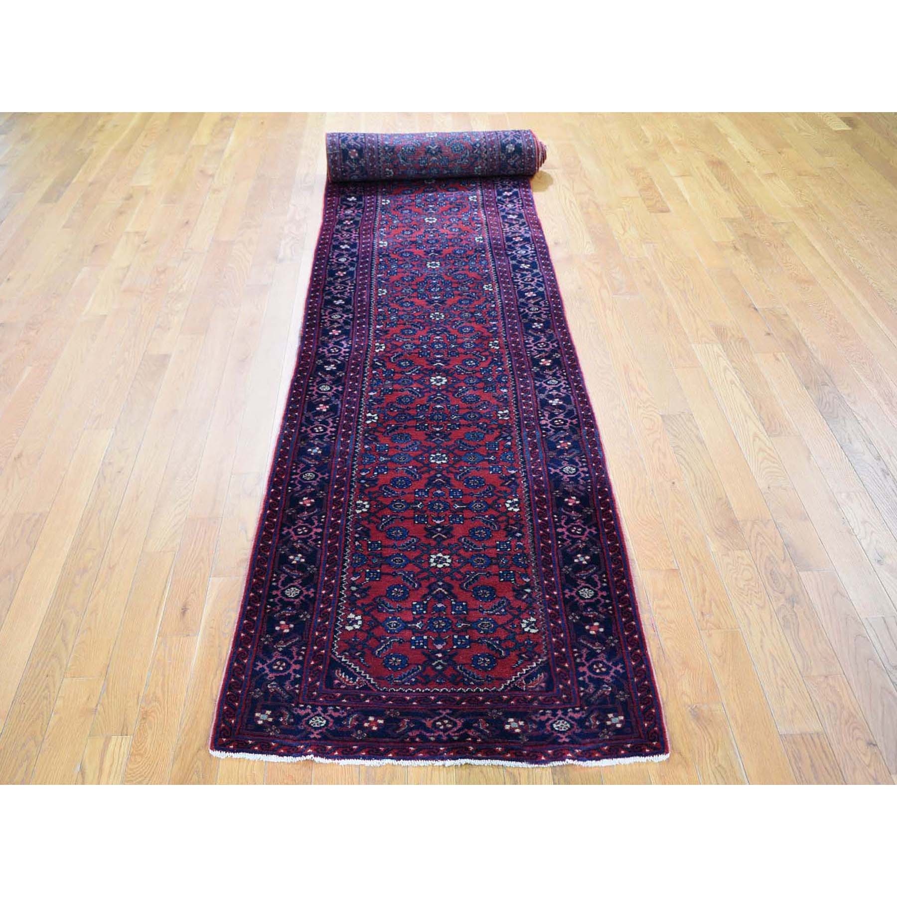 2'8"x16'8" Red Antique Persian Hamadan XL Runner Fish Design Dense Weave Oriental Rug Sh59297