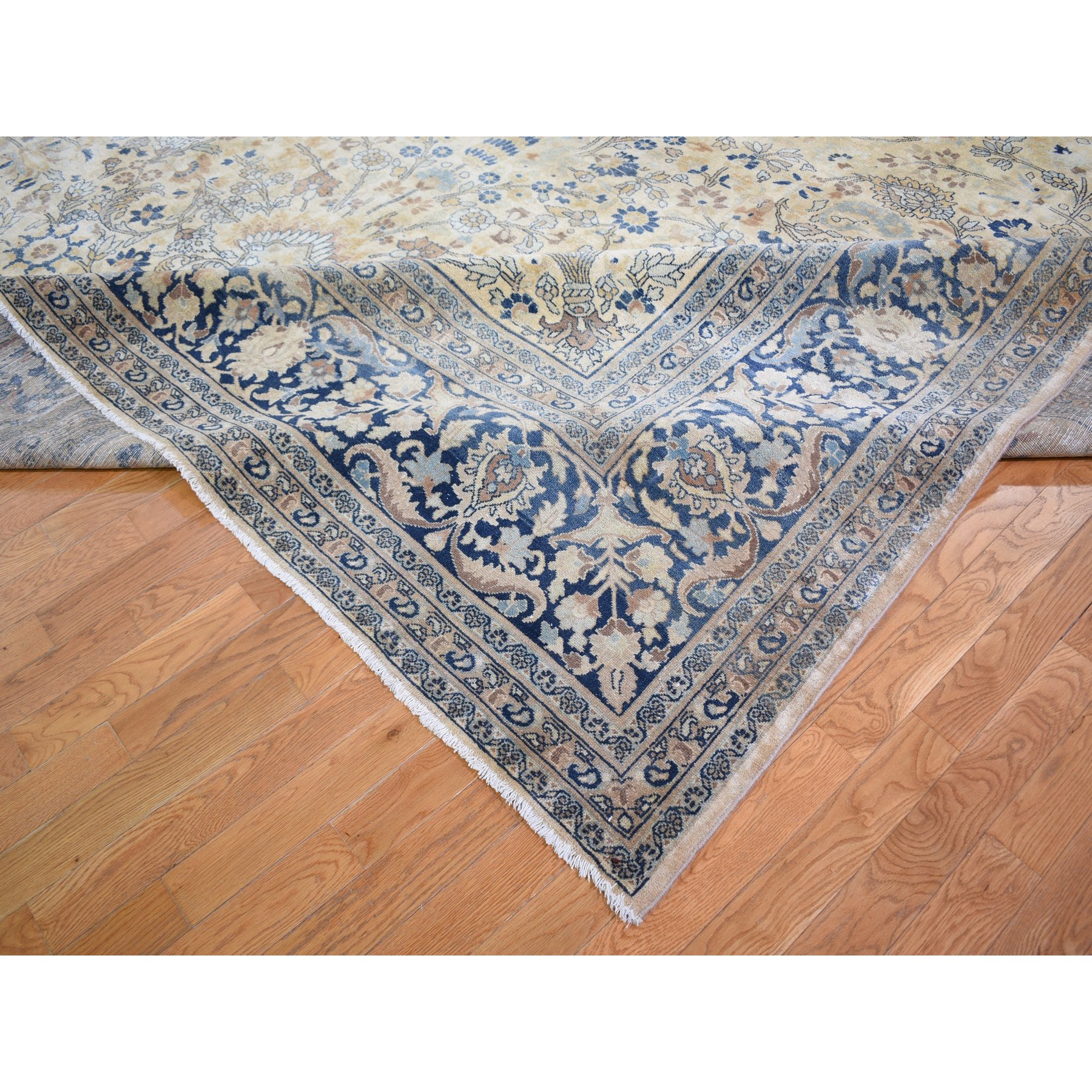 13'7"x23' Cream Color Oversized Antique Soft Colors Persian Khorasan Even Wear Hand Knotted Oriental Rug Sh59305