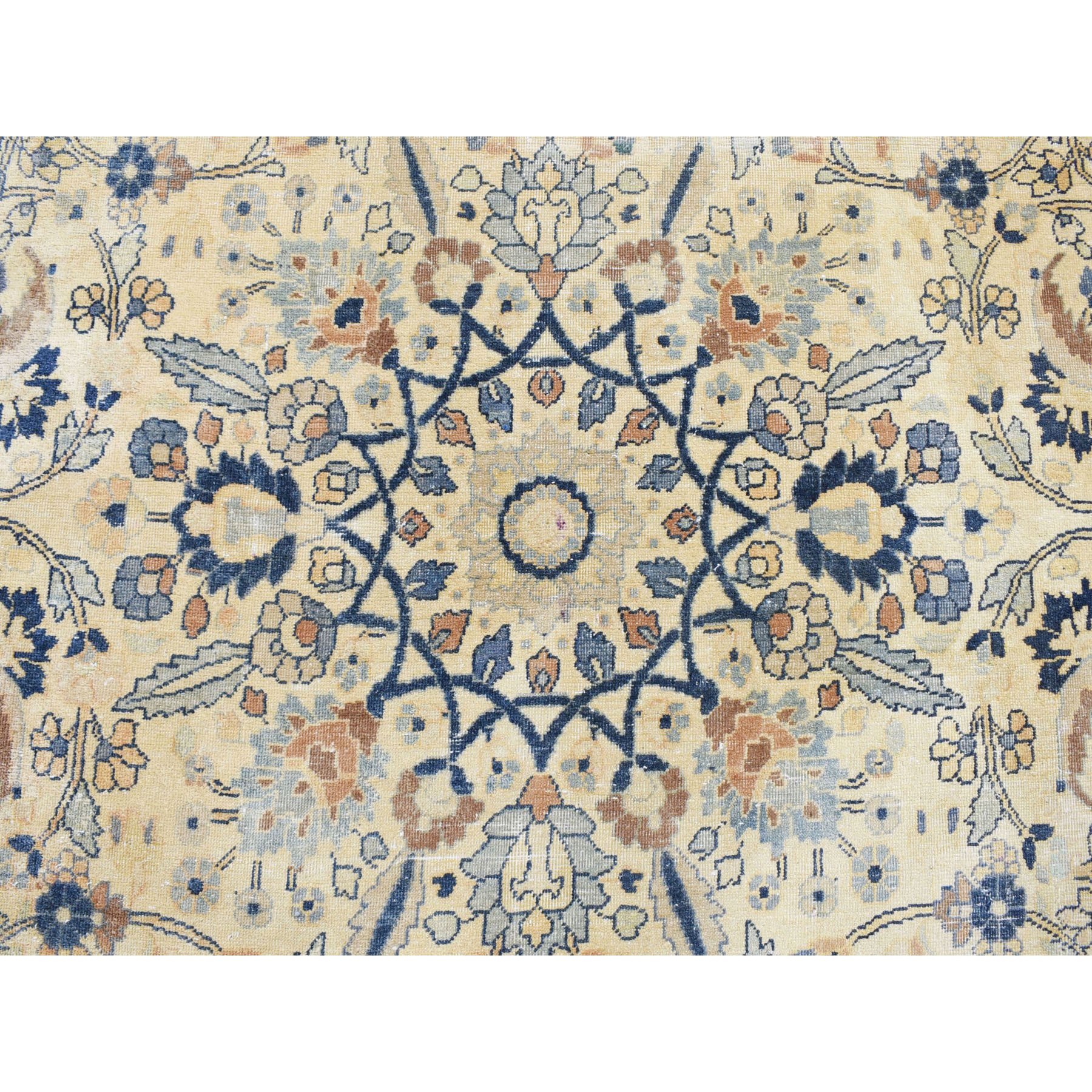 13'7"x23' Cream Color Oversized Antique Soft Colors Persian Khorasan Even Wear Hand Knotted Oriental Rug Sh59305