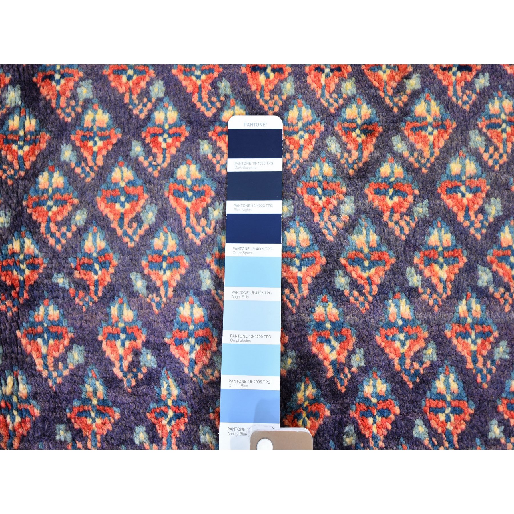 6'1"x11'4" Navy Blue Semi Antique Seraband All Over Botteh Design Pure Wool Hand Knotted Wide Runner Oriental Rug Sh59509
