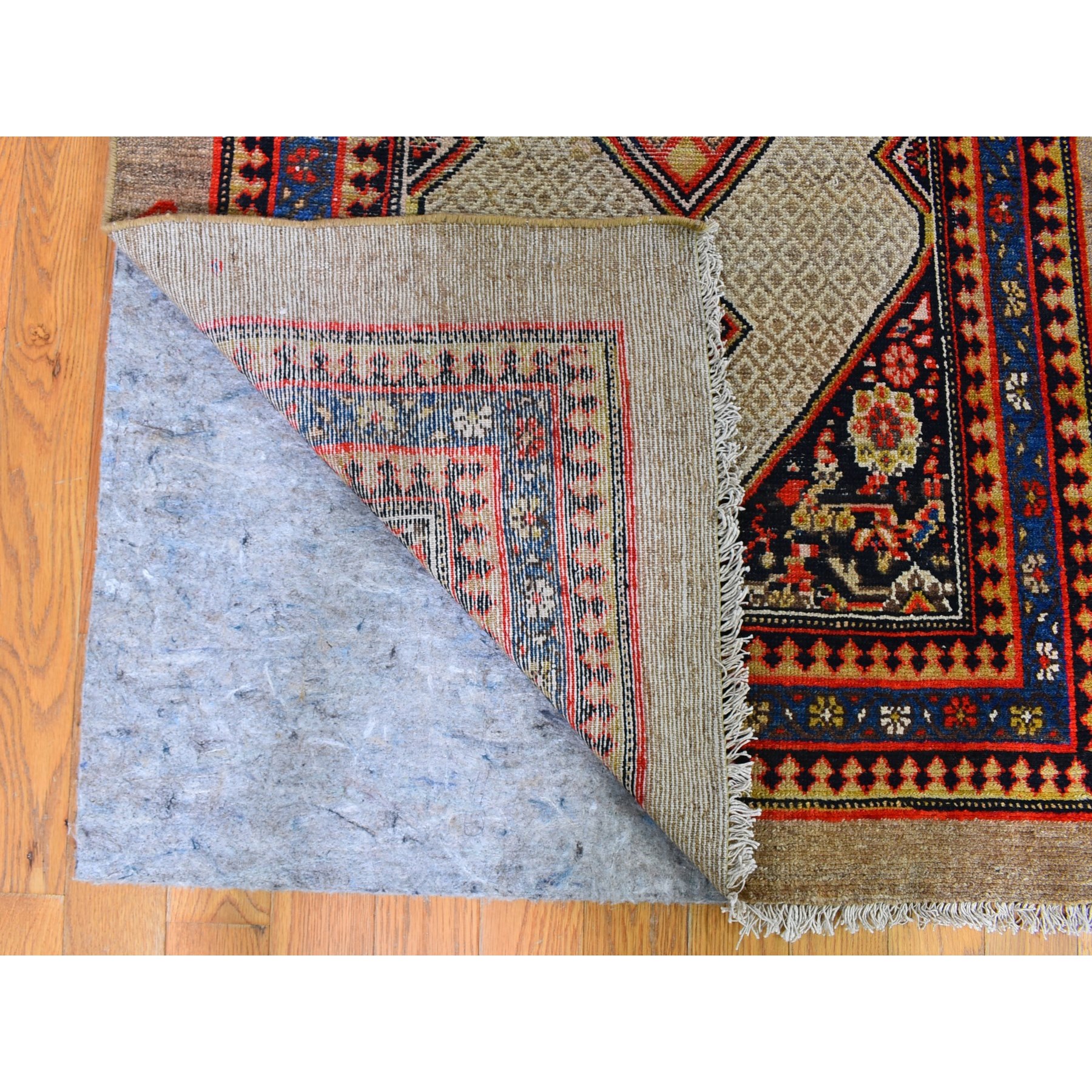 3'2"x15'9" Brown Camel Hair Antique Persian Serab Wide XL Runner Even Wear Good Condition Pure Wool Hand Knotted Oriental Rug Sh59511
