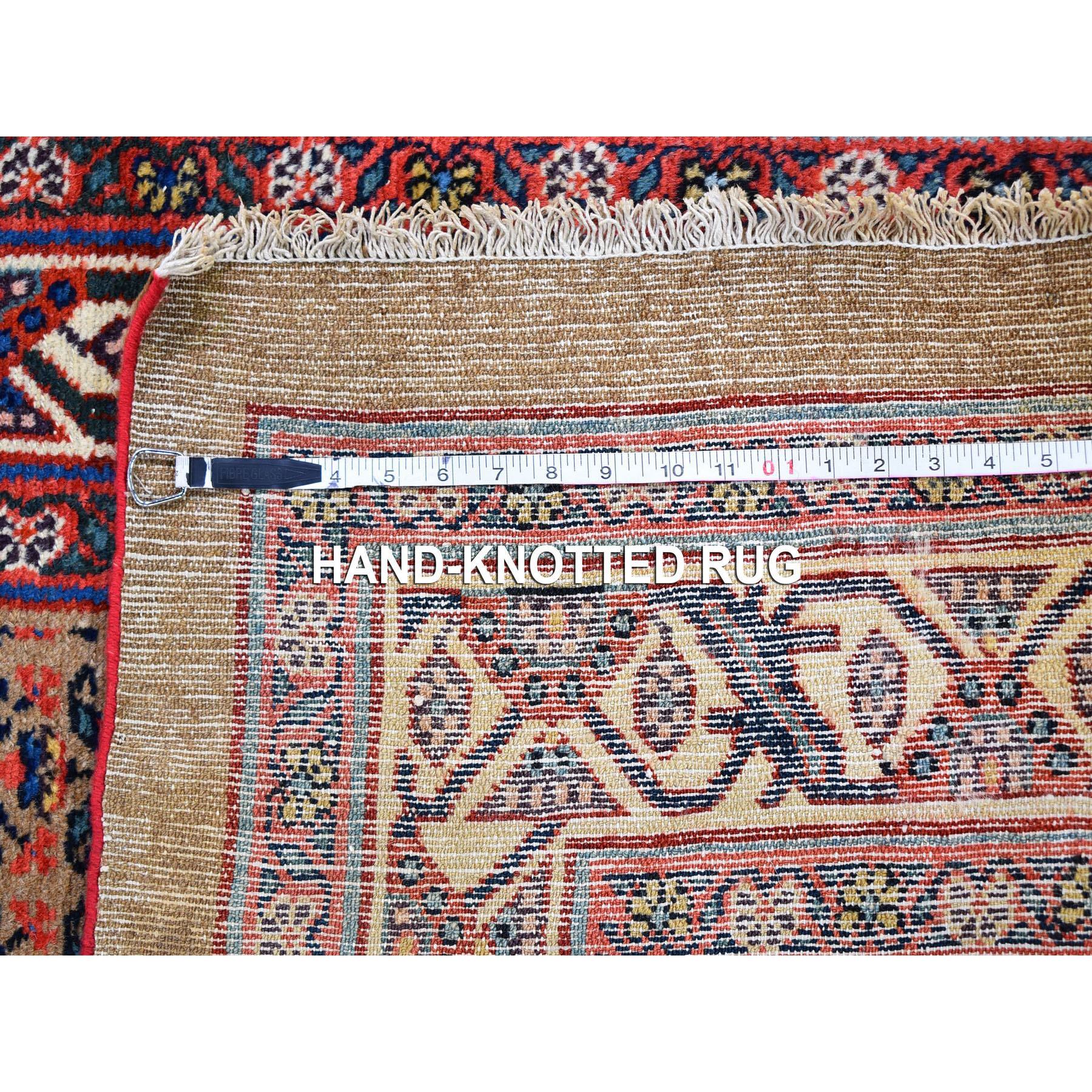 3'x18' Brown Antique Persian Serab Camel Hair Full Pile Excellent Condition All Over Geometric Flower Design Hand Knotted Pure Wool XL Runner Oriental Rug Sh59574