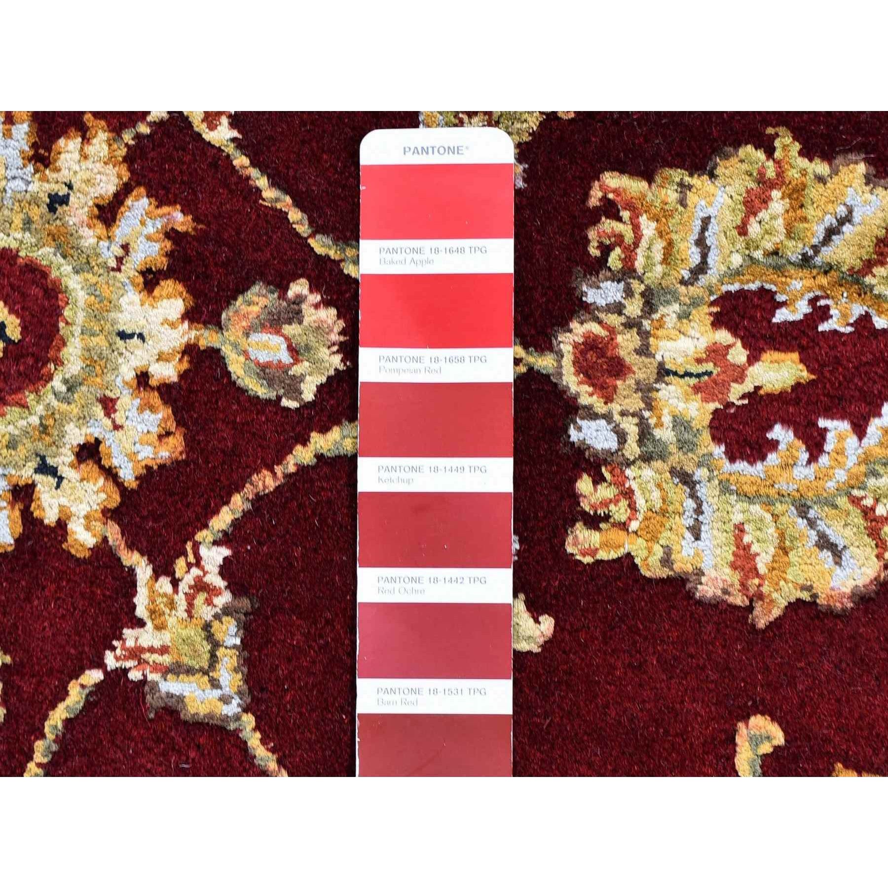 4'x6' Red Half Wool and Half Silk Rajasthan Hand Knotted Oriental Rug Sh59594