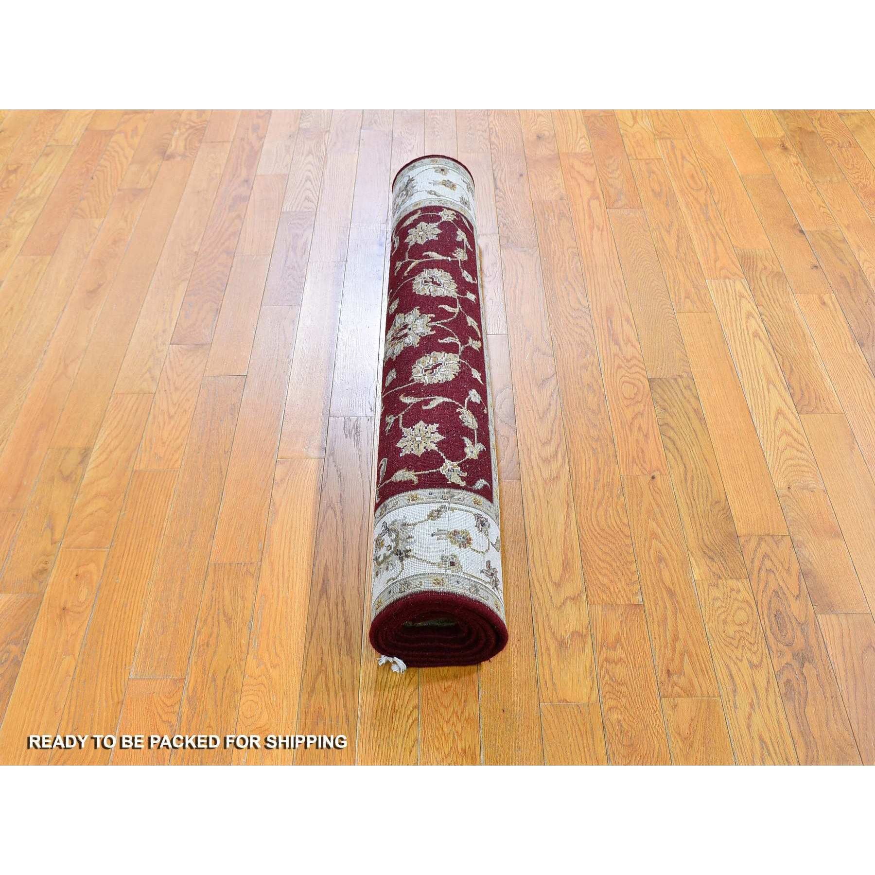 4'x6' Red Half Wool and Half Silk Rajasthan Hand Knotted Oriental Rug Sh59594