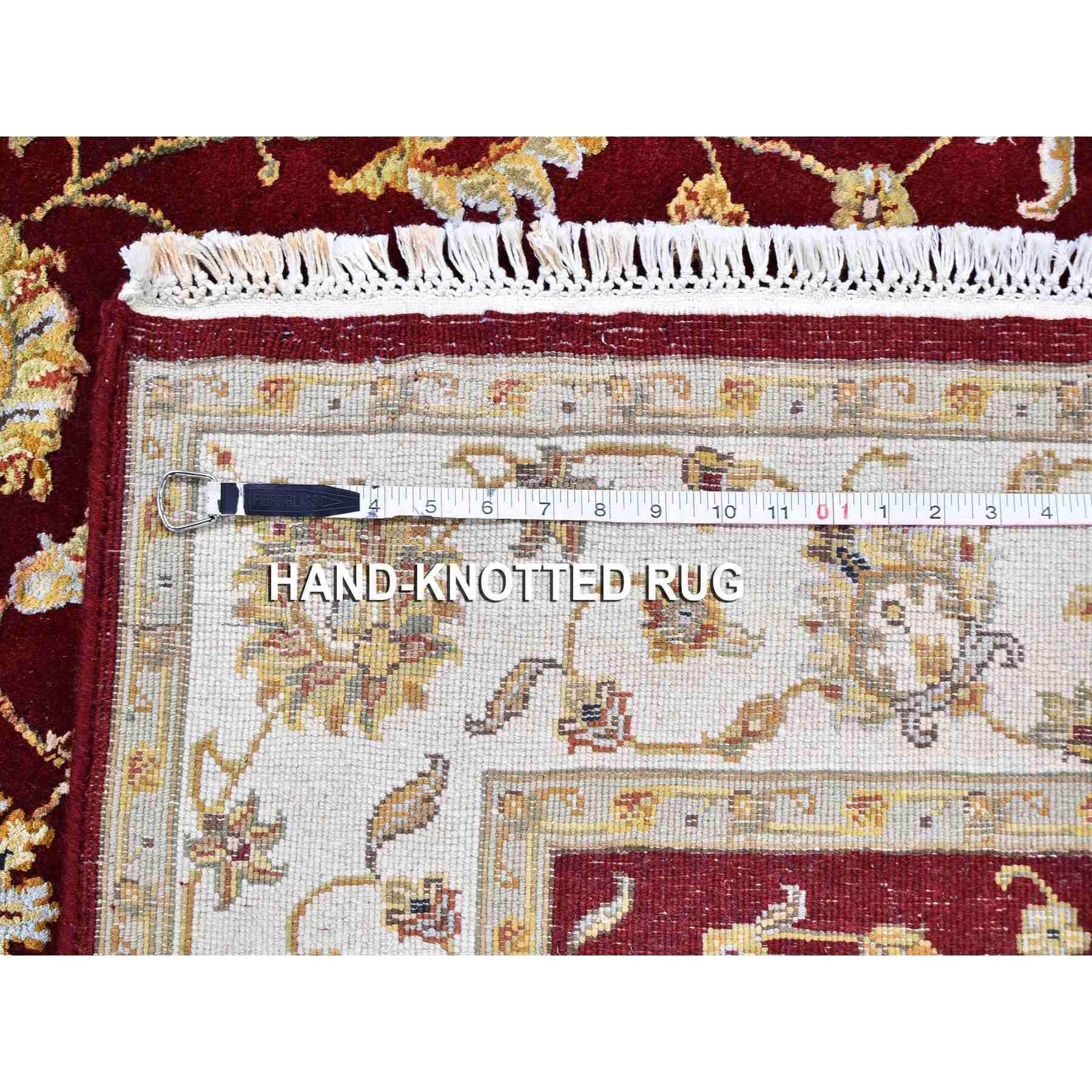 4'x6' Red Half Wool and Half Silk Rajasthan Hand Knotted Oriental Rug Sh59594