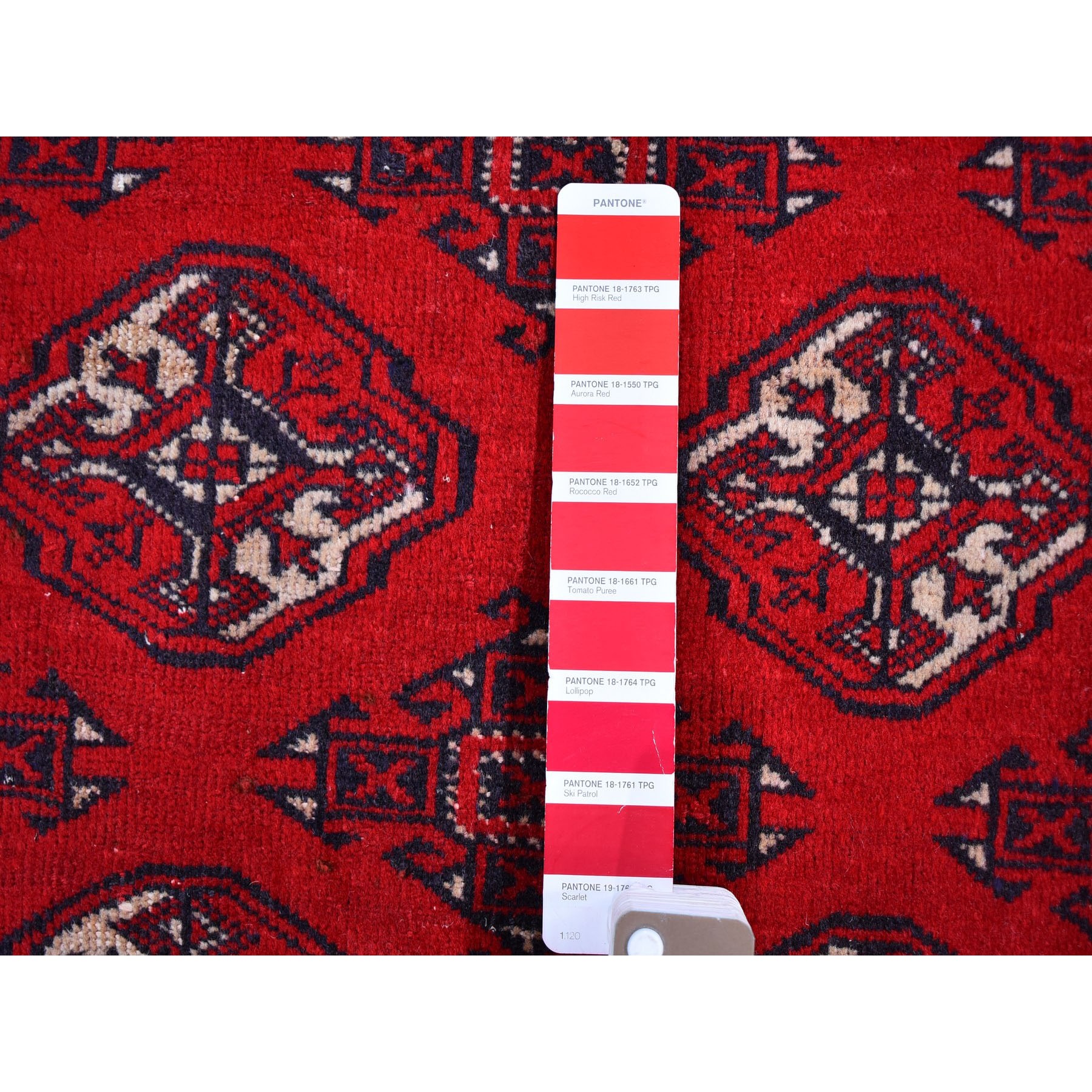 3'6"x5' Red Vintage Turkoman Bokara Pure Wool Good Condition Hand Knotted Oriental Rug Sh59669