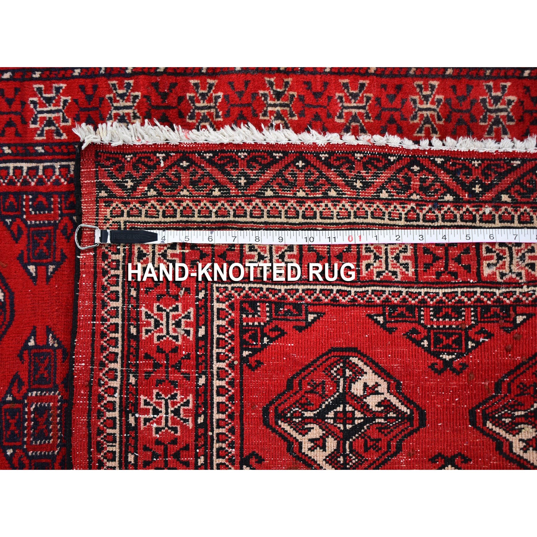 3'6"x5' Red Vintage Turkoman Bokara Pure Wool Good Condition Hand Knotted Oriental Rug Sh59669