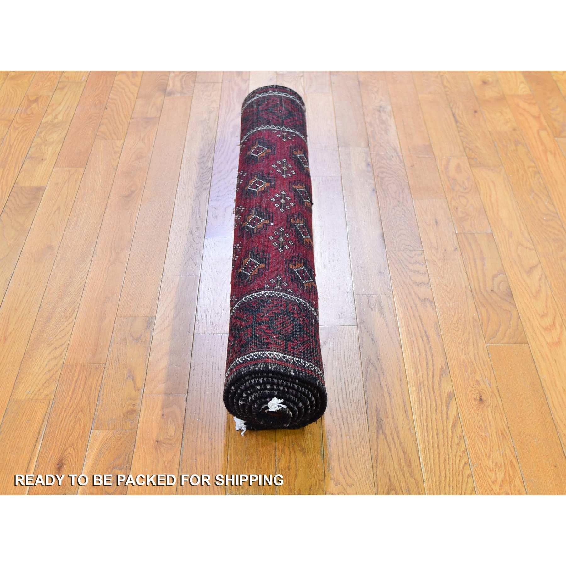 3'10"x7'4" Red Vintage Persian Baluch Hand Knotted Organic Wool Oriental Rug Sh59758