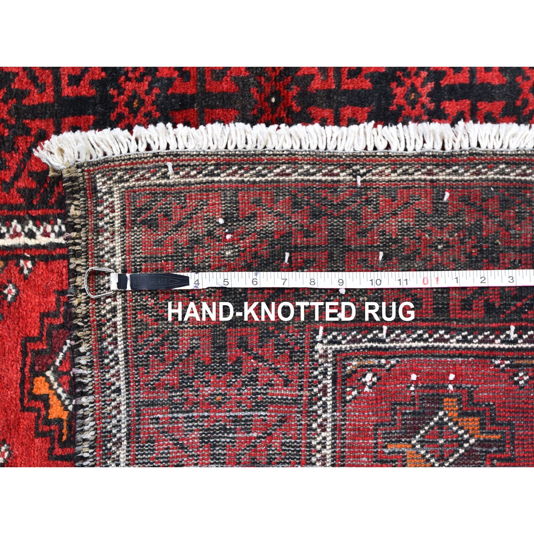 3'10"x7'4" Red Vintage Persian Baluch Hand Knotted Organic Wool Oriental Rug Sh59758