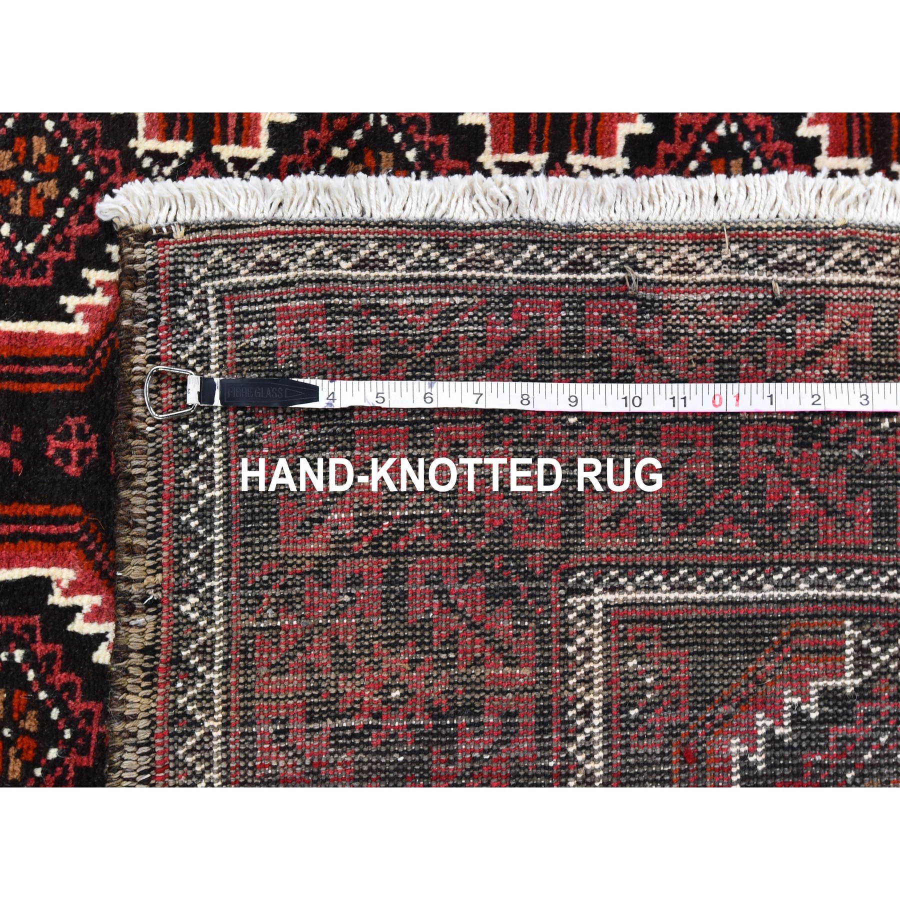 4'4"x8' Vintage Persian Large Baluch Pure Wool Runner Geometric Hand Knotted Oriental Rug Sh59759