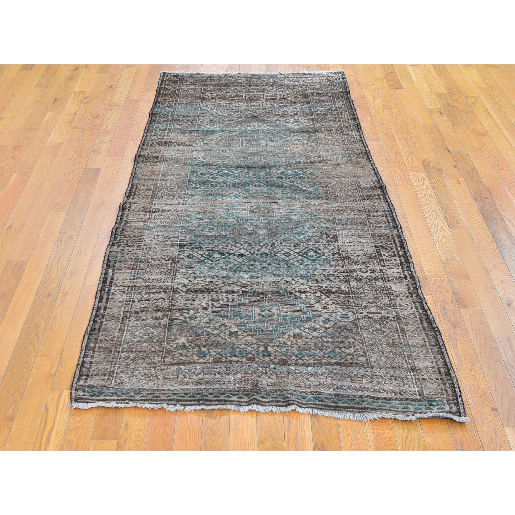 4'x8' Washed out and Vintage Afghan Baluch Pure Wool Hand Knotted Oriental Rug Sh59770