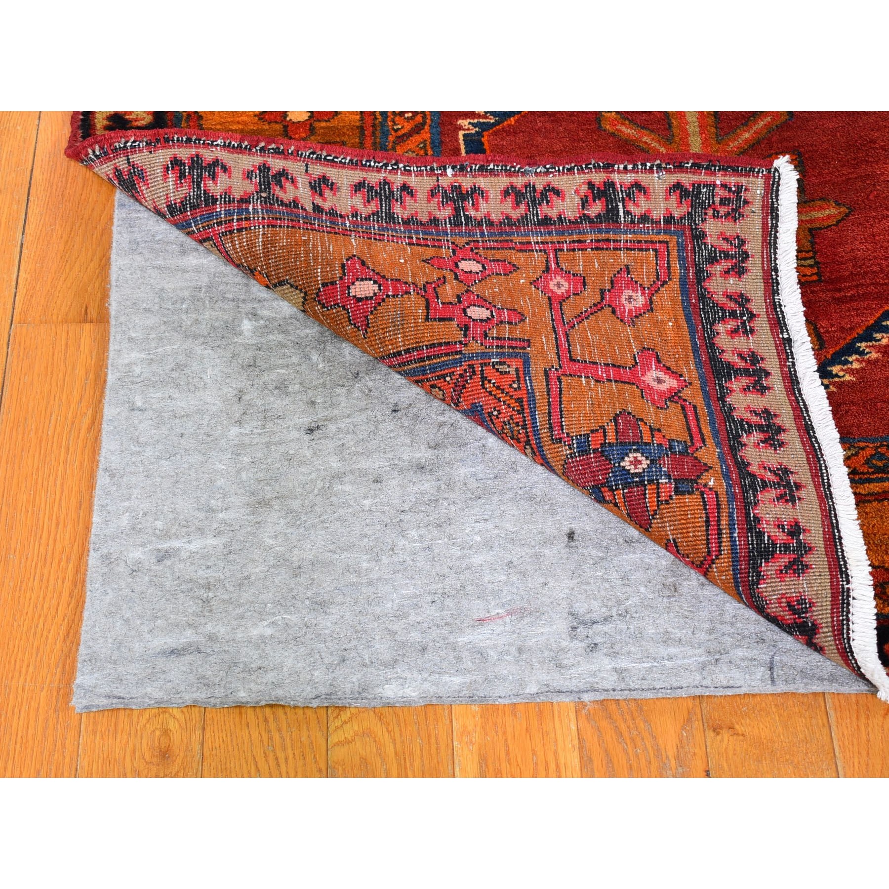 5'x12'9" Burnt Orange Vintage West Persian Wide Gallery Size Runner Pure Wool Hand Knotted Oriental Rug Sh59867