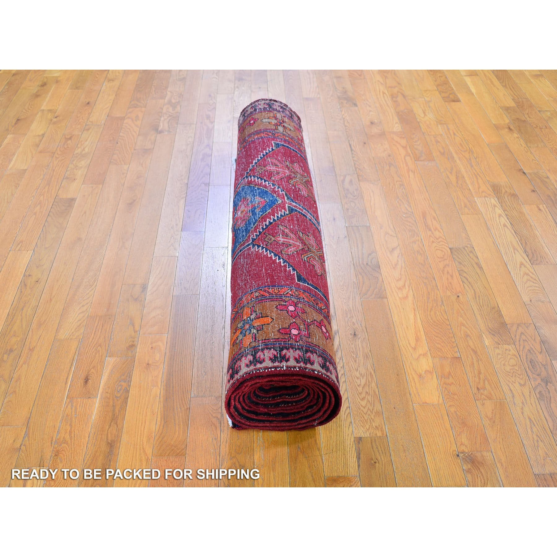 5'x12'9" Burnt Orange Vintage West Persian Wide Gallery Size Runner Pure Wool Hand Knotted Oriental Rug Sh59867