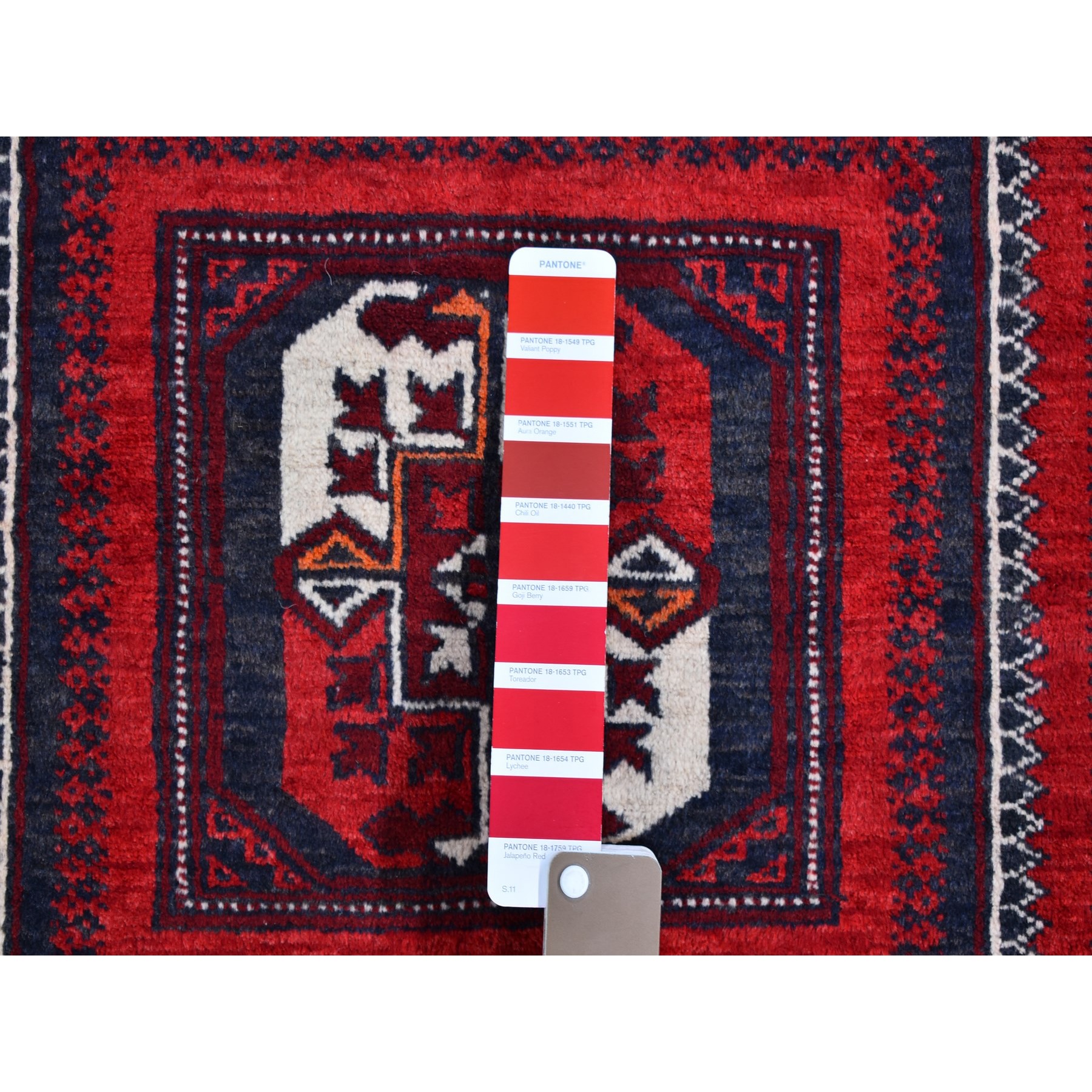 3'5"x6'1" Vintage Persian Baluch with Bashir Design Red Organic Wool Hand Knotted Oriental Rug Sh59885