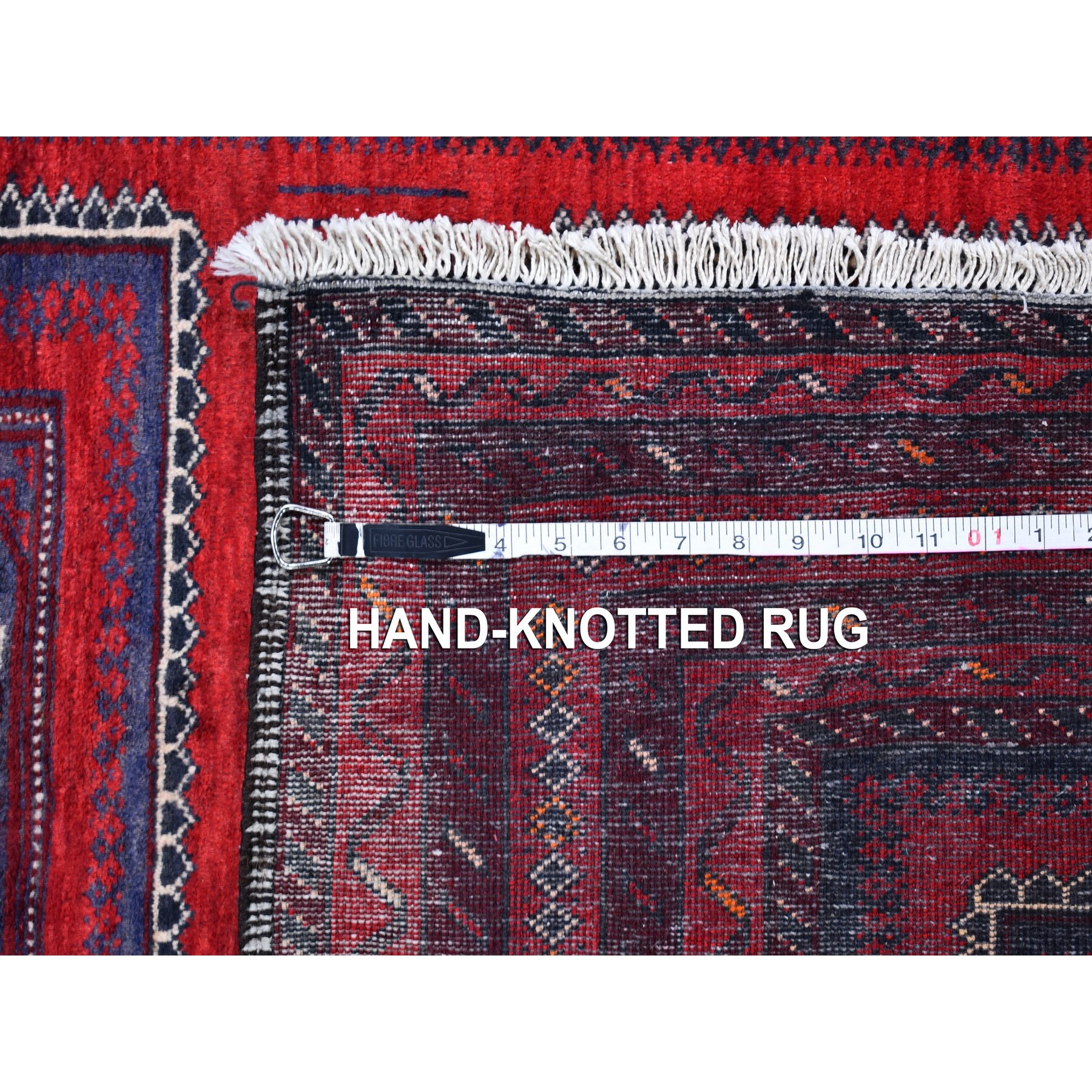 3'5"x6'1" Vintage Persian Baluch with Bashir Design Red Organic Wool Hand Knotted Oriental Rug Sh59885