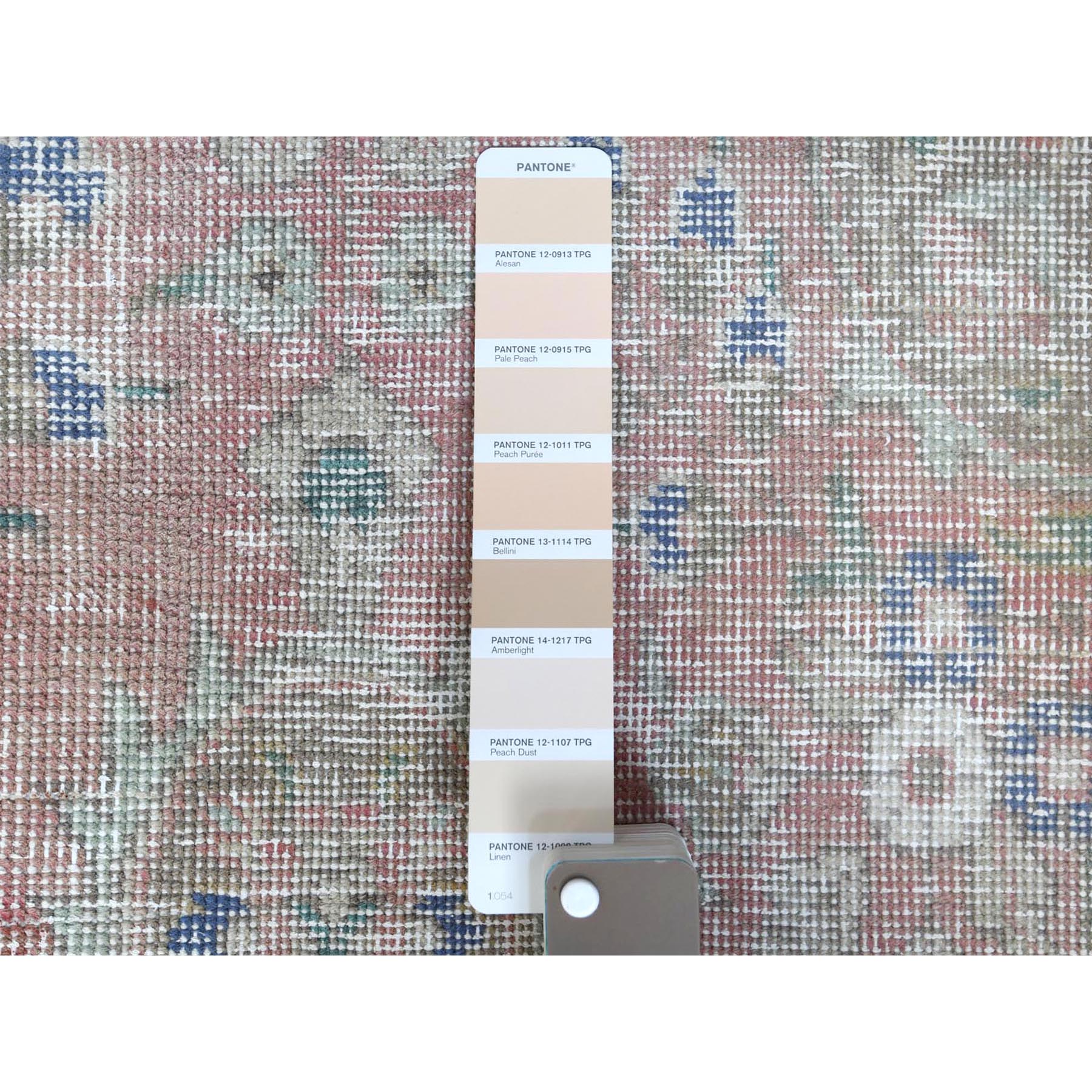6'2"x9'7" Red Clean Natural Wool Shabby Chic Distressed Old Persian Tabriz Medallion Design Hand Knotted Oriental Rug Sh60186