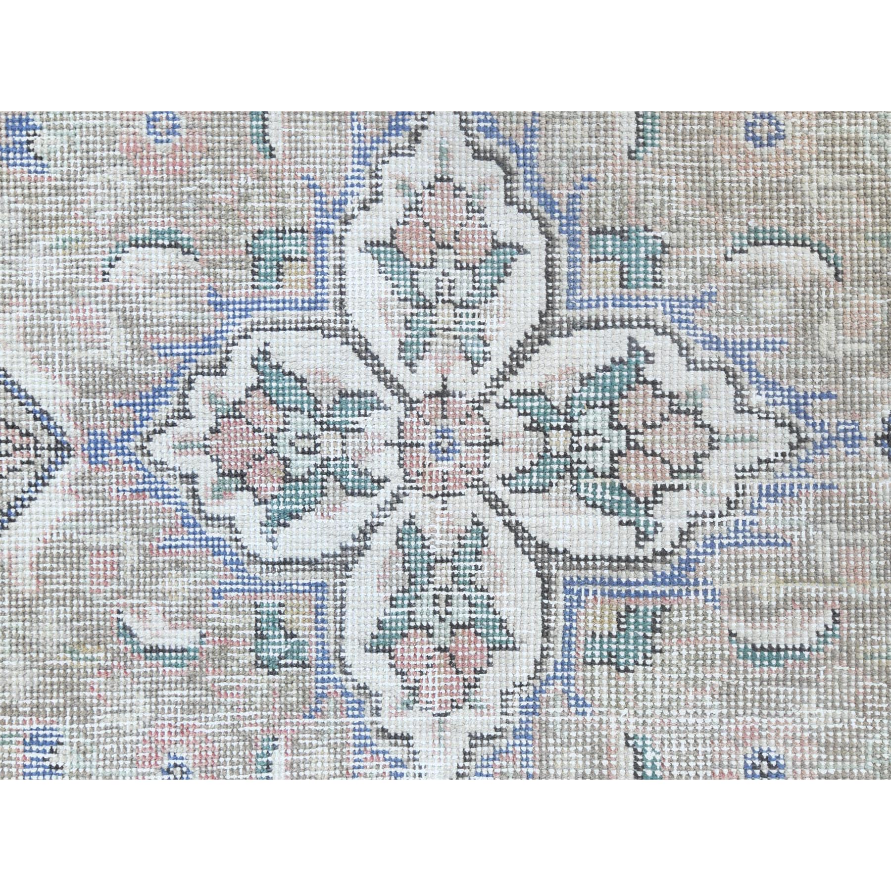 6'2"x9'7" Red Clean Natural Wool Shabby Chic Distressed Old Persian Tabriz Medallion Design Hand Knotted Oriental Rug Sh60186
