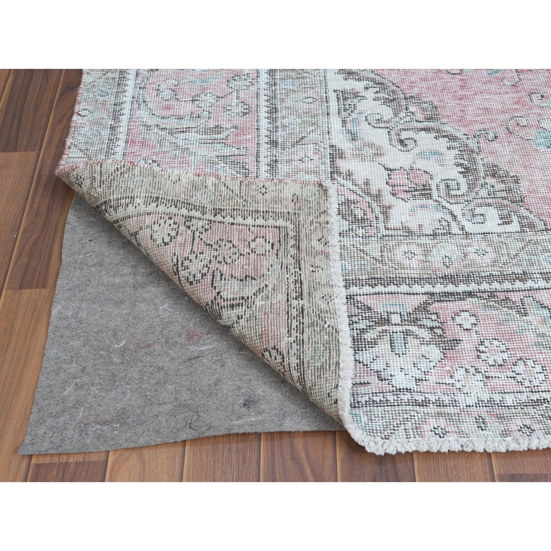 6'4"x9'6" Red Clean Natural Wool Bohemian Distressed Old Persian Tabriz Medallion Design Hand Knotted Oriental Rug
Sh60187