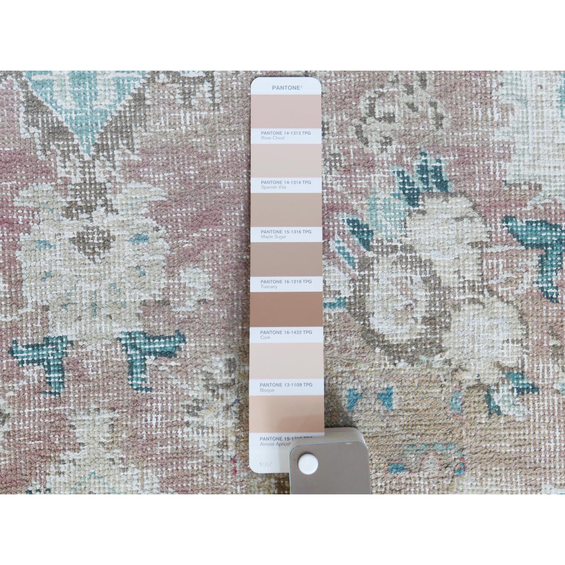 5'10"x9'5" Red Clean Pure Wool Bohemian Worn Down Vintage Look Persian Tabriz Medallion Design Distressed Hand Knotted Oriental Rug Sh60193