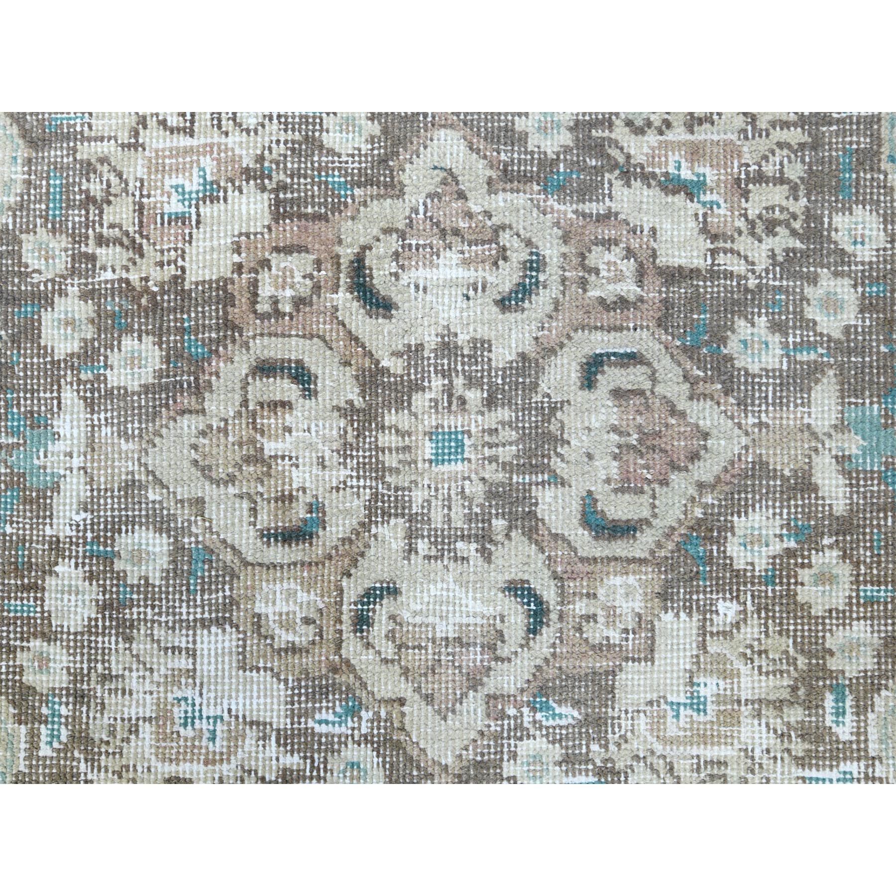 5'10"x9'5" Red Clean Pure Wool Bohemian Worn Down Vintage Look Persian Tabriz Medallion Design Distressed Hand Knotted Oriental Rug Sh60193