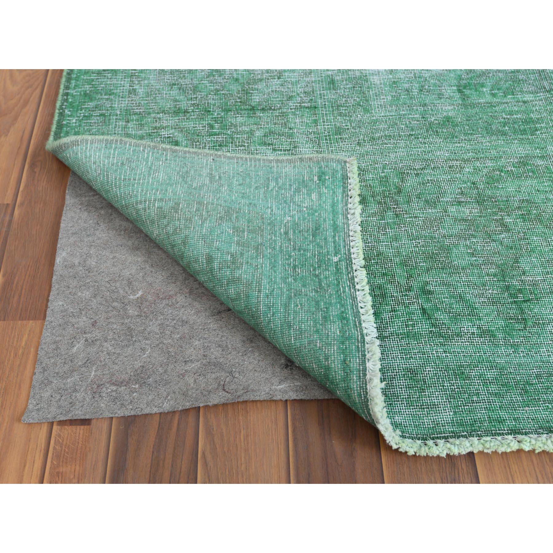 9'7"x12'5" Hand Knotted Shades of Light Green Overdyed Clean Distressed Vintage Persian Kerman Organic Wool Oriental Rug Sh60305