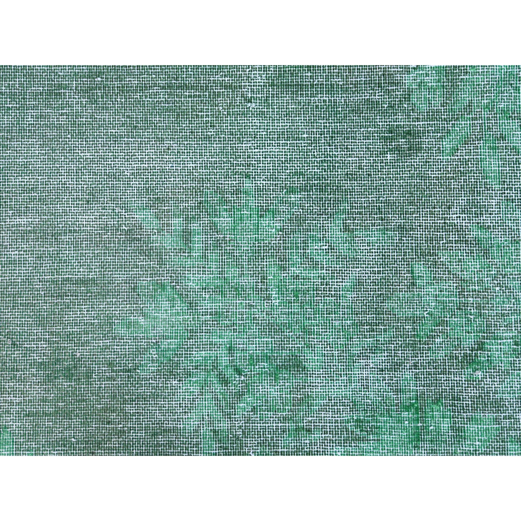9'7"x12'5" Hand Knotted Shades of Light Green Overdyed Clean Distressed Vintage Persian Kerman Organic Wool Oriental Rug Sh60305