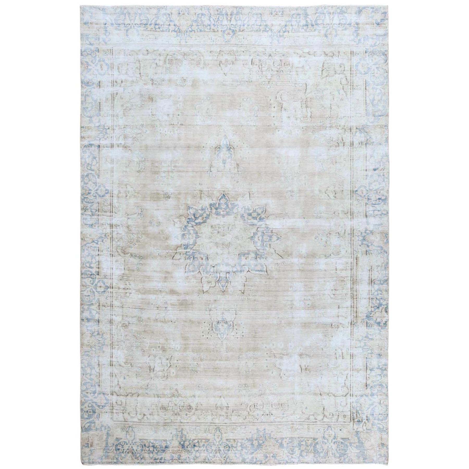 Fetneh Collection And Vintage Overdyed Collection Hand Knotted Beige Rug No: 1120876