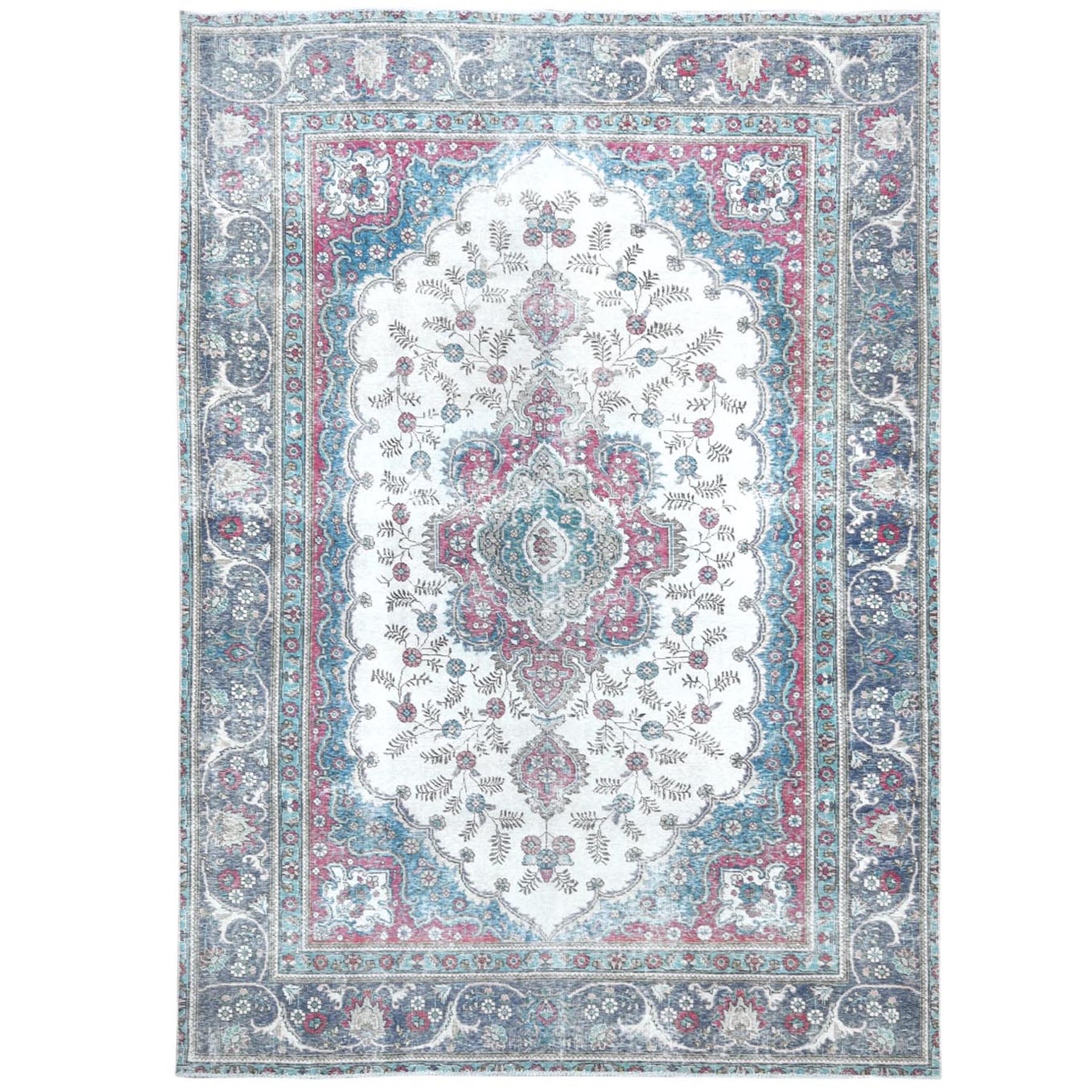 Fetneh Collection And Vintage Overdyed Collection Hand Knotted Ivory Rug No: 1120958