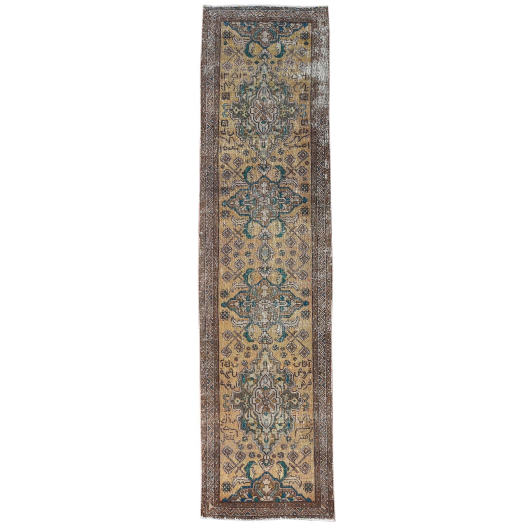 Fetneh Collection And Vintage Overdyed Collection Hand Knotted Yellow Rug No: 1121012