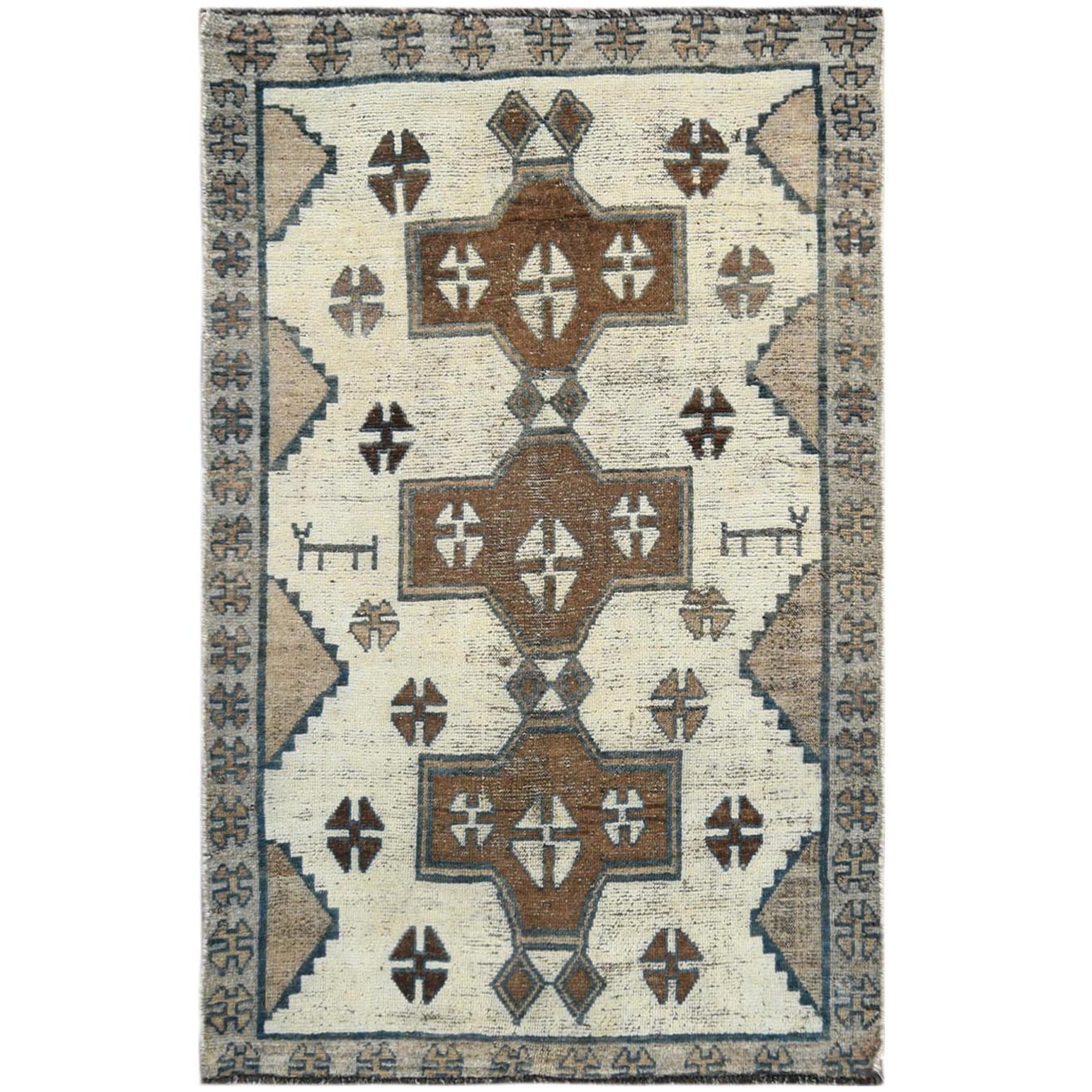 Fetneh Collection And Vintage Overdyed Collection Hand Knotted Ivory Rug No: 1121074