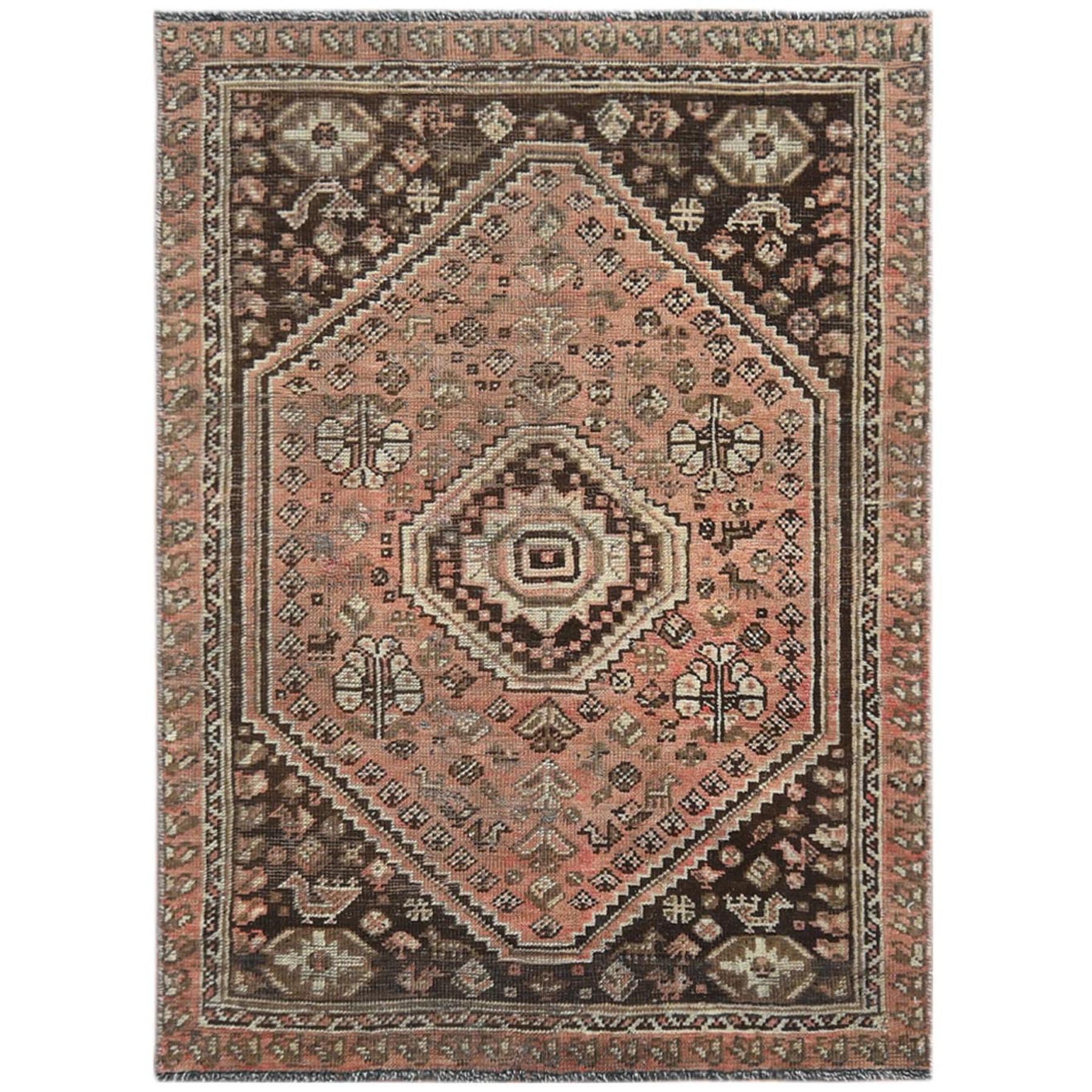 Fetneh Collection And Vintage Overdyed Collection Hand Knotted Brown Rug No: 1121082