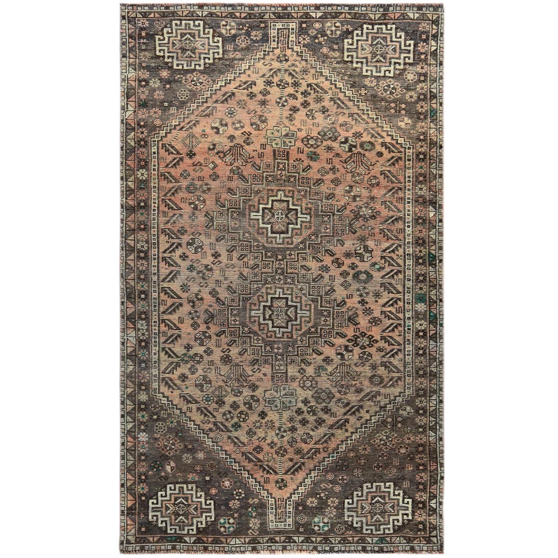 Fetneh Collection And Vintage Overdyed Collection Hand Knotted Brown Rug No: 1121102