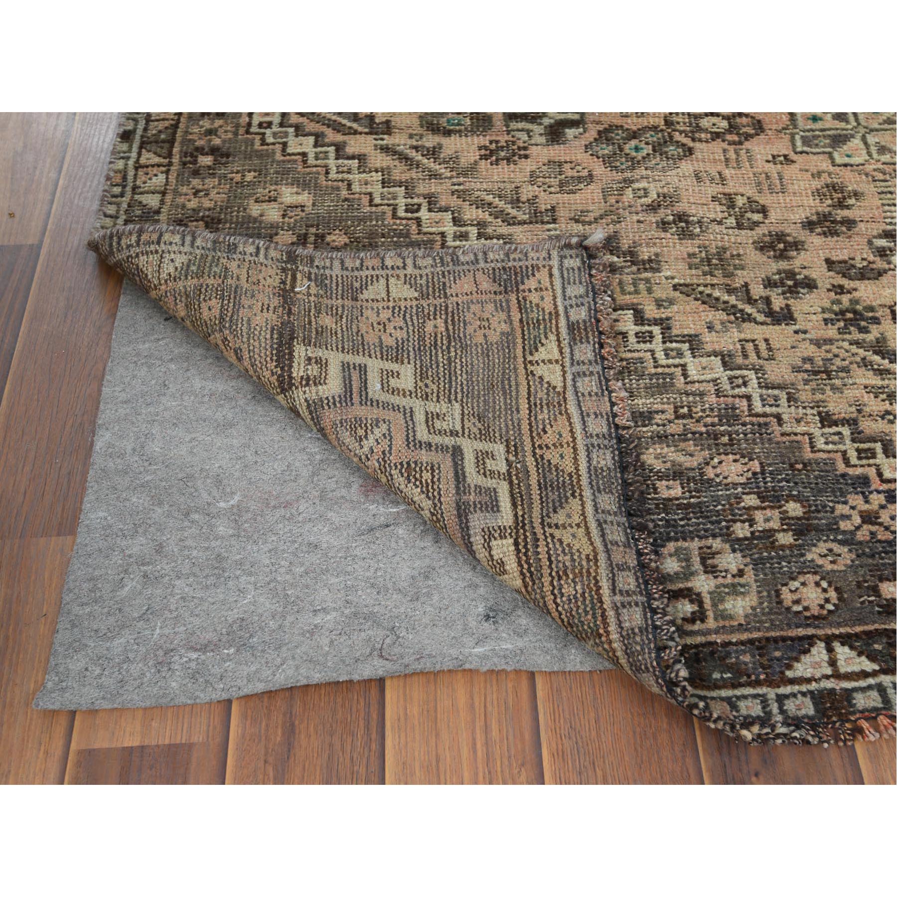 4'4"x7'5" Semi Antique Brown Persian Shiraz Clean Abrash Hand Knotted Soft Natural Wool Oriental Rug Sh60551