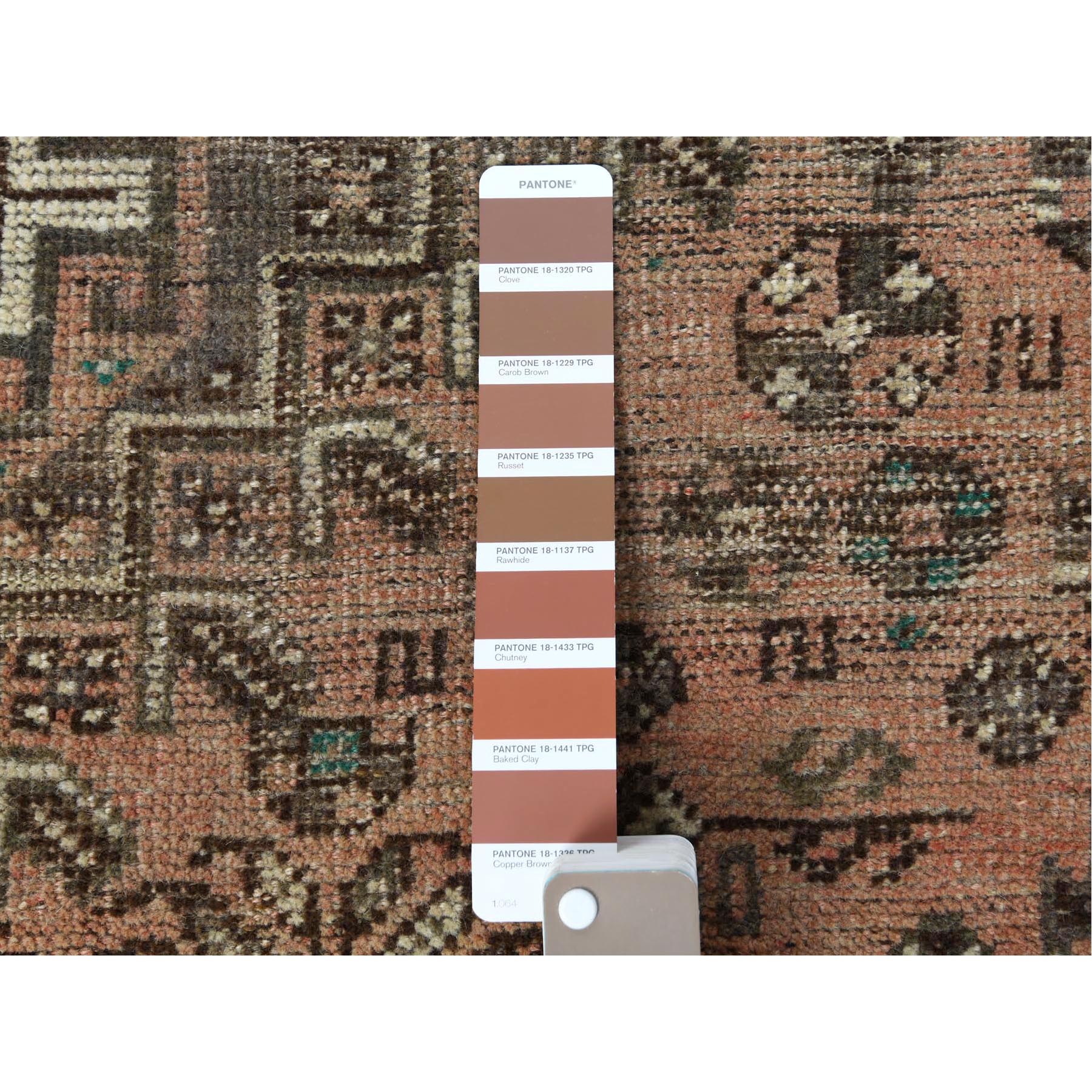 4'4"x7'5" Semi Antique Brown Persian Shiraz Clean Abrash Hand Knotted Soft Natural Wool Oriental Rug Sh60551