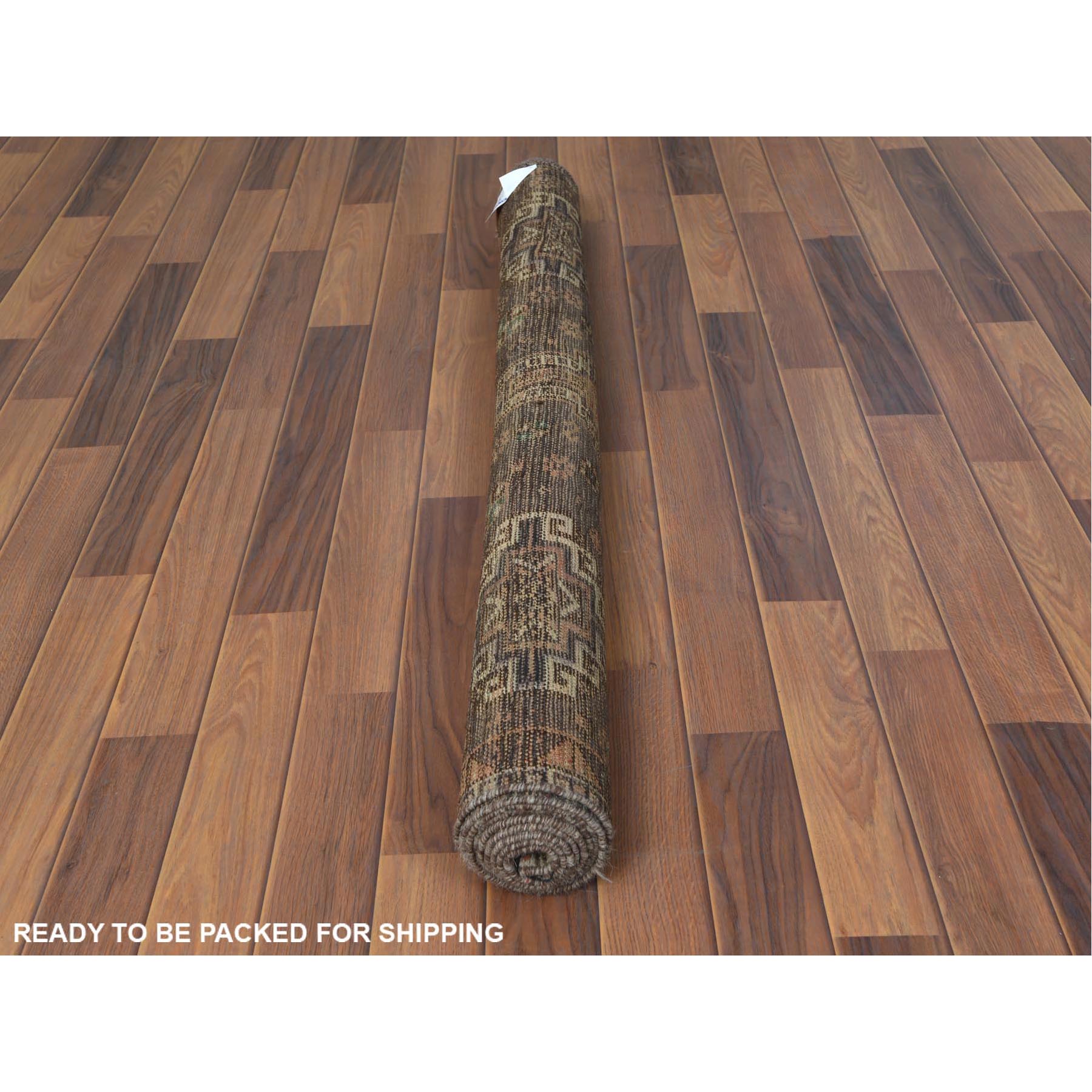 4'4"x7'5" Semi Antique Brown Persian Shiraz Clean Abrash Hand Knotted Soft Natural Wool Oriental Rug Sh60551
