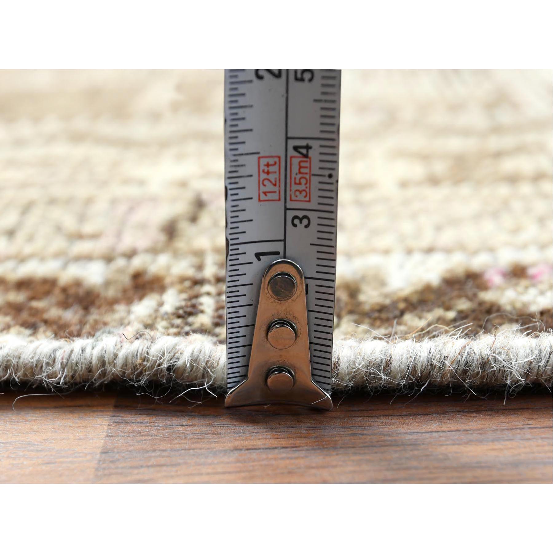 4'5"x7'2" Semi Antique Beige Persian Shiraz Worn Down Clean Distressed Hand Knotted Organic Wool Oriental Rug Sh60553