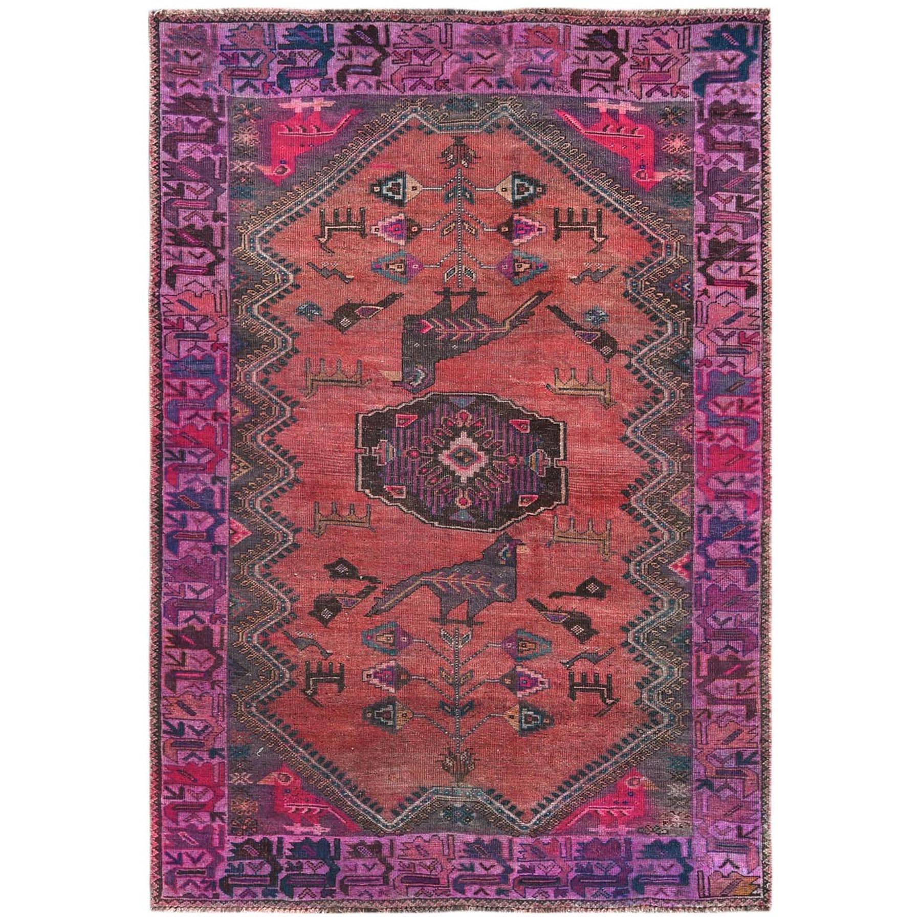 Fetneh Collection And Vintage Overdyed Collection Hand Knotted Red Rug No: 1121130