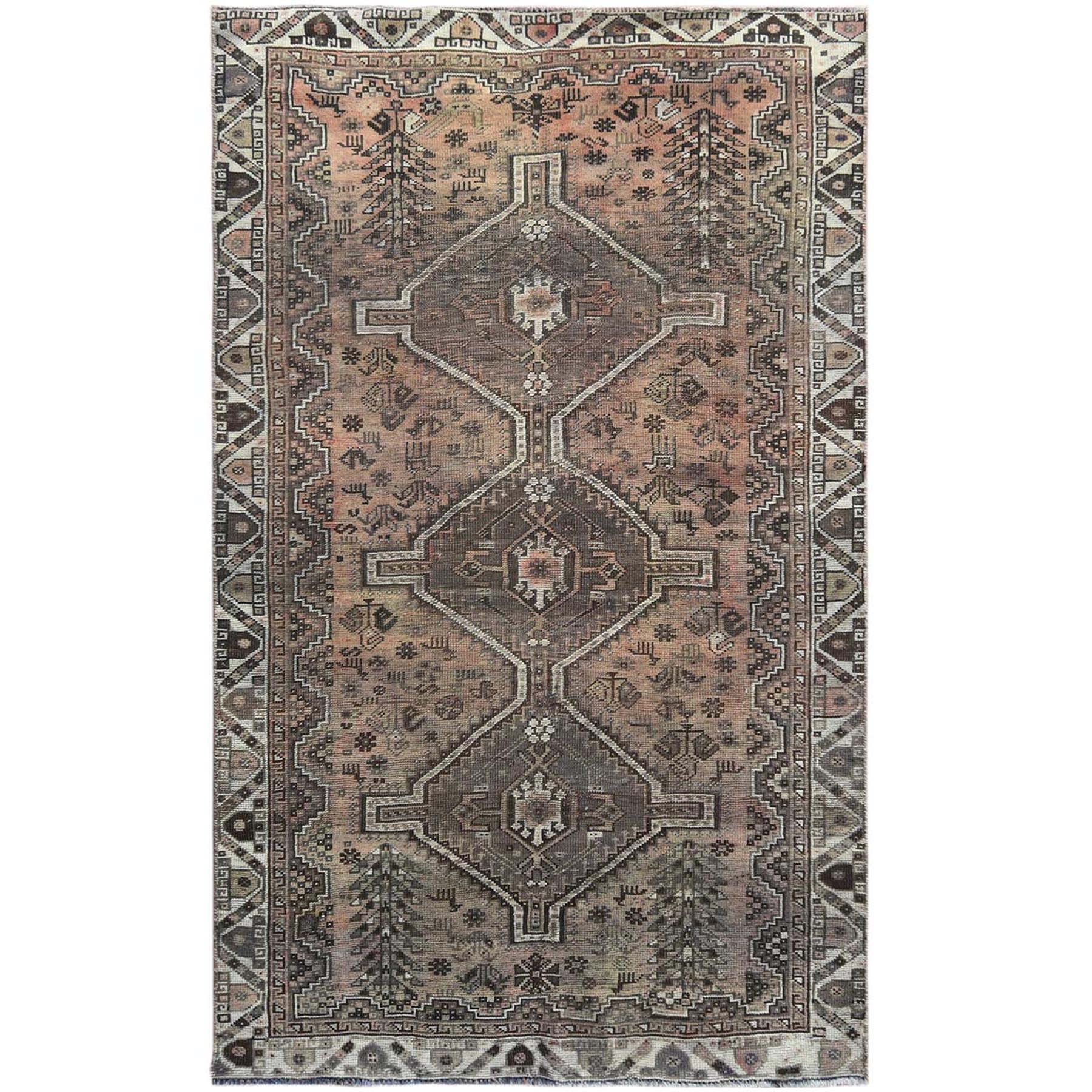 Fetneh Collection And Vintage Overdyed Collection Hand Knotted Brown Rug No: 1121150