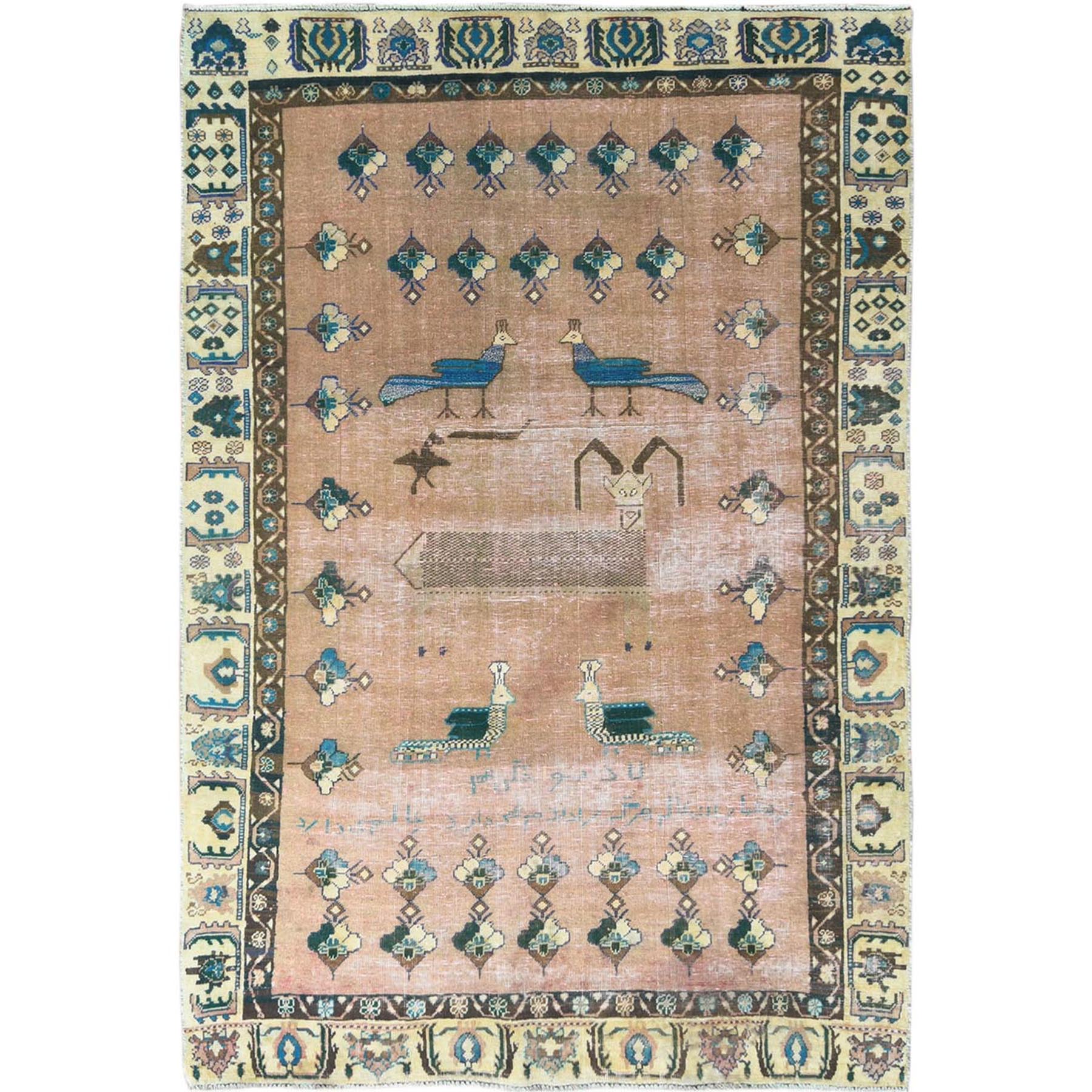 Fetneh Collection And Vintage Overdyed Collection Hand Knotted Brown Rug No: 1121174