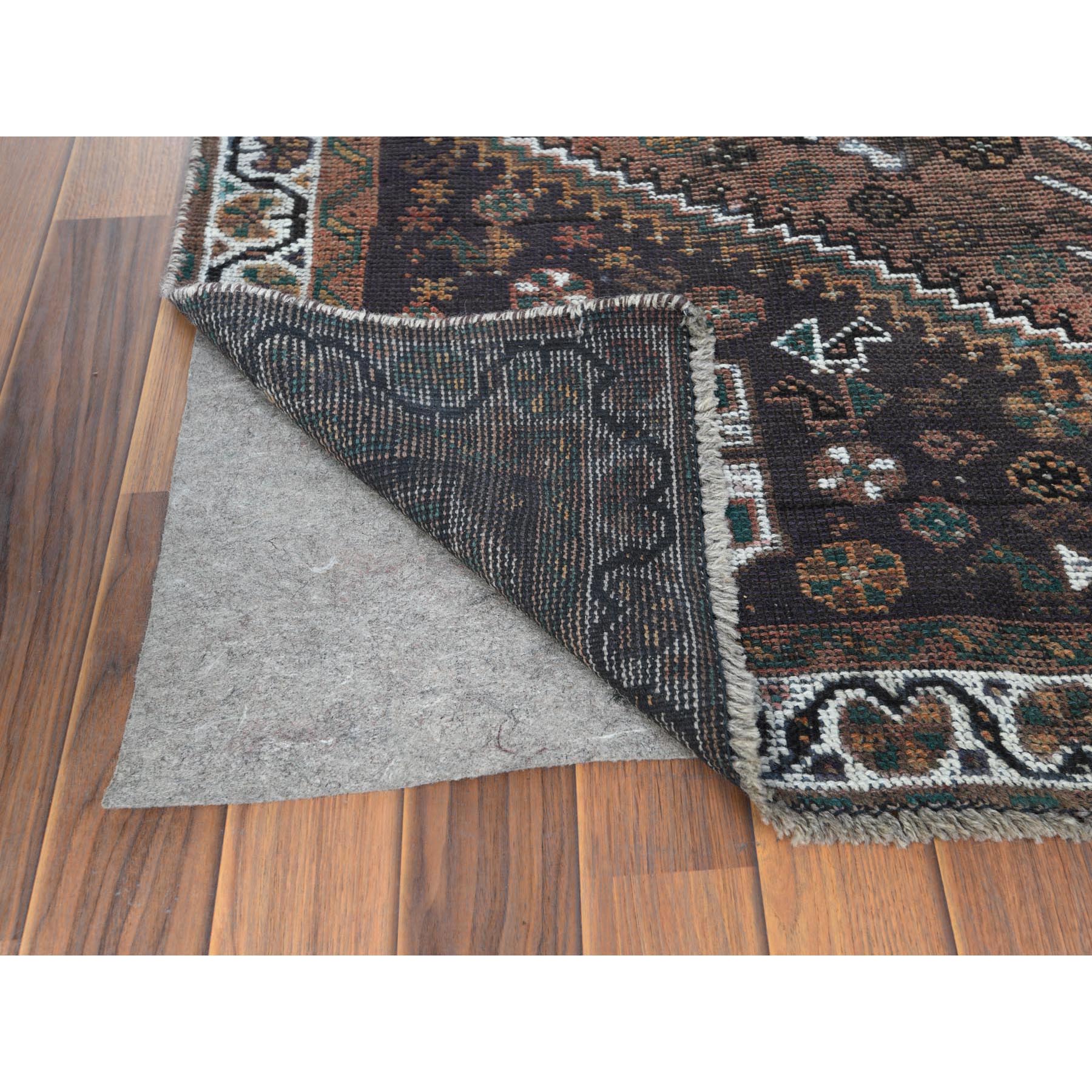 4'8"x8'2" Semi Antique Deep Red Persian Shiraz Clean Hand Knotted Natural Wool Oriental Rug Sh60592