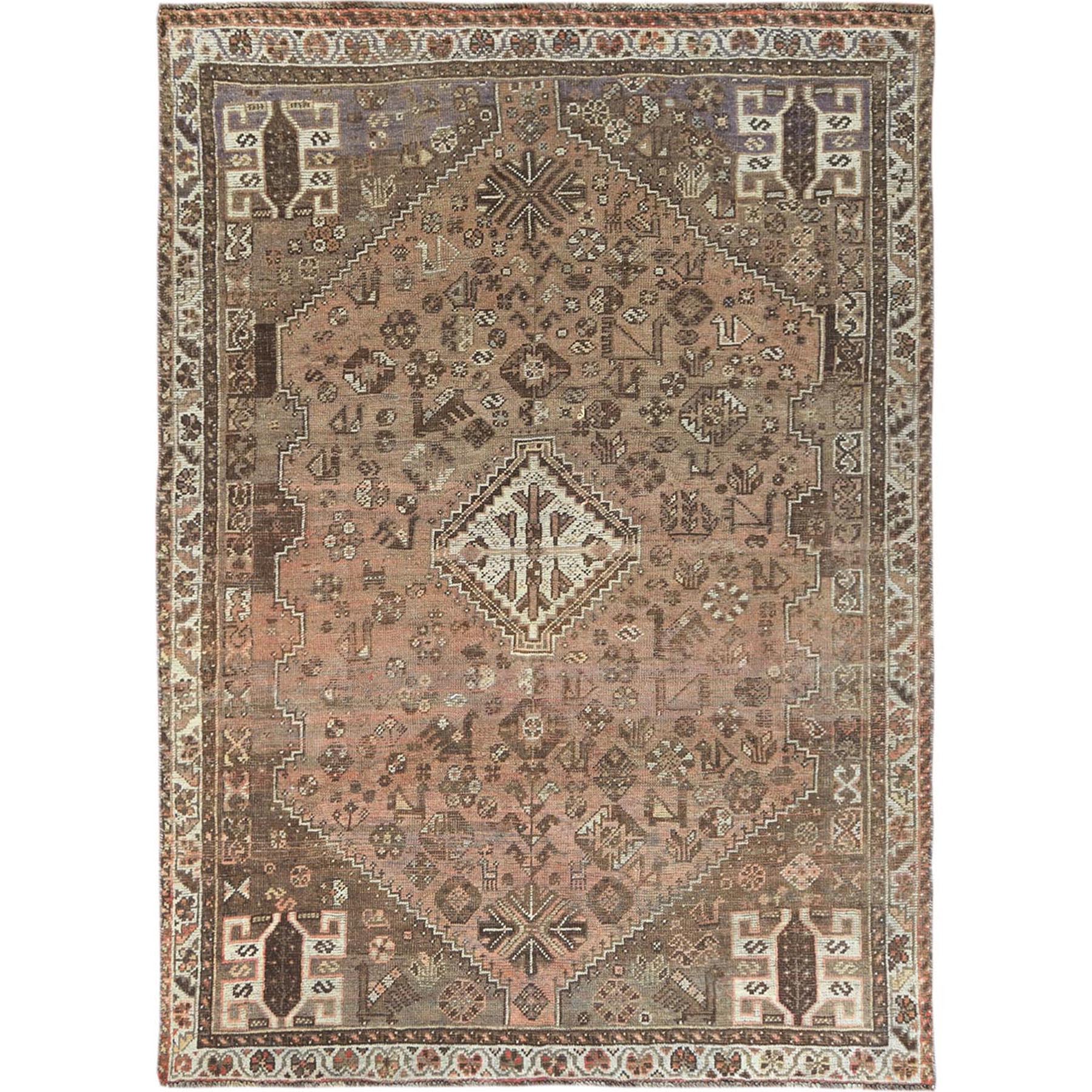 Fetneh Collection And Vintage Overdyed Collection Hand Knotted Brown Rug No: 1121186