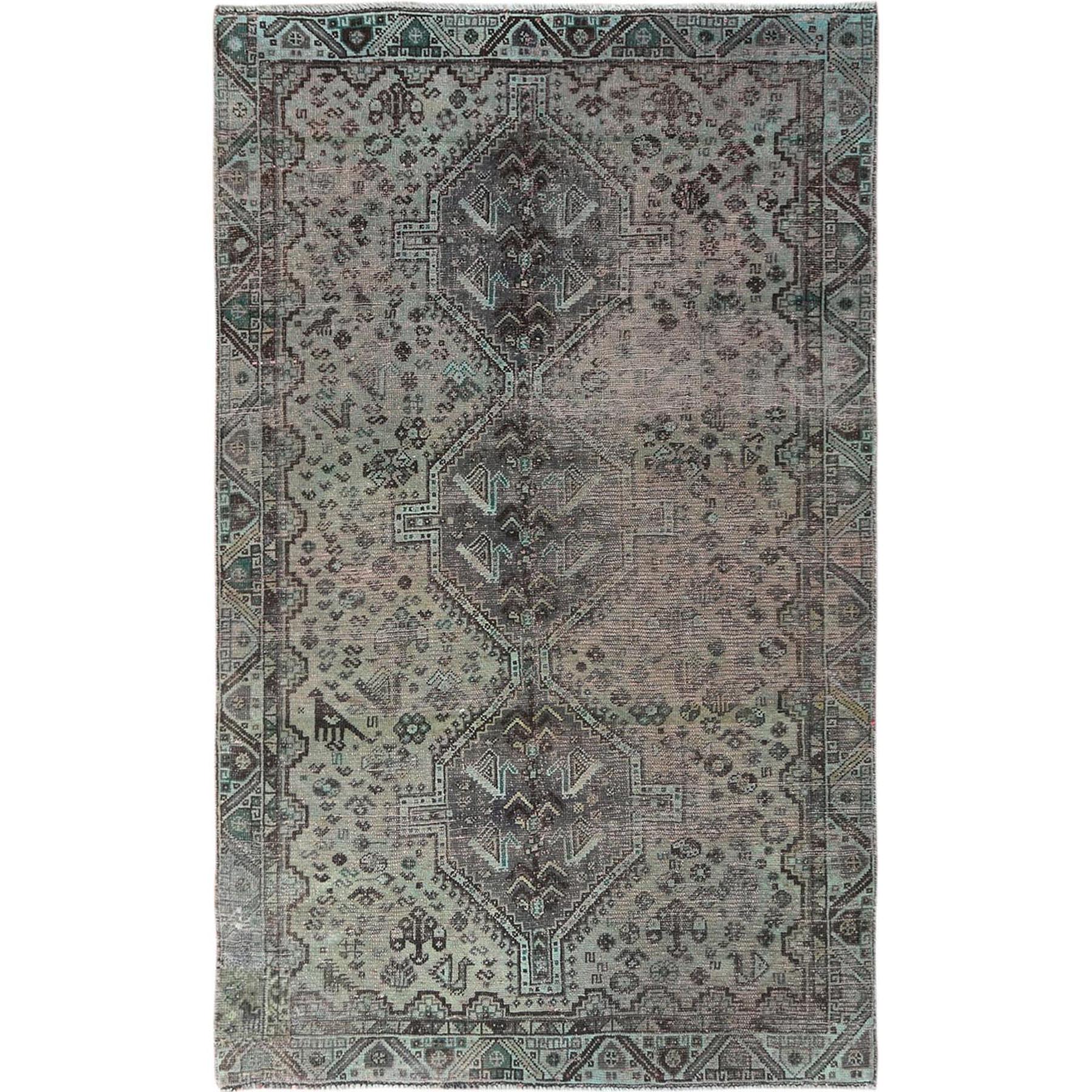 Fetneh Collection And Vintage Overdyed Collection Hand Knotted Grey Rug No: 1121198